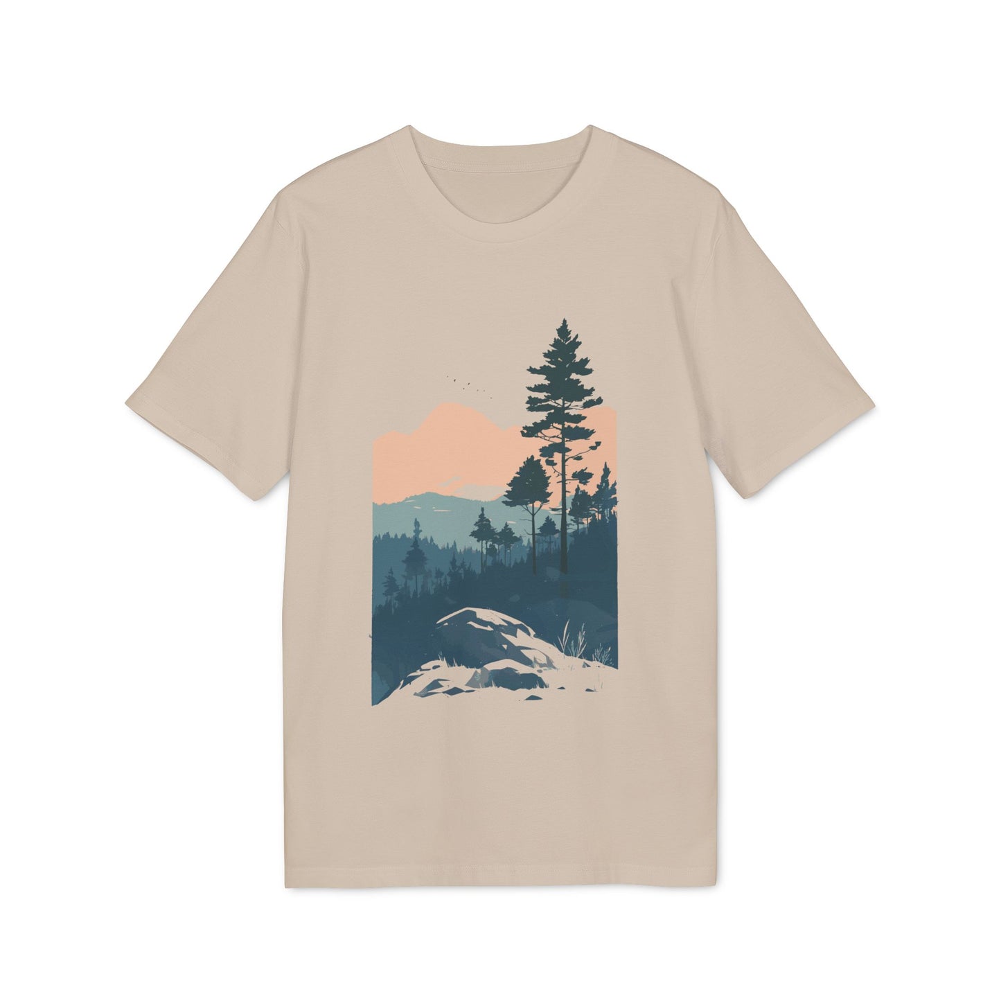 Berge Illustration, Vintage-inspiriertes Baumwoll-T-Shirt, Unisex-T-Shirt