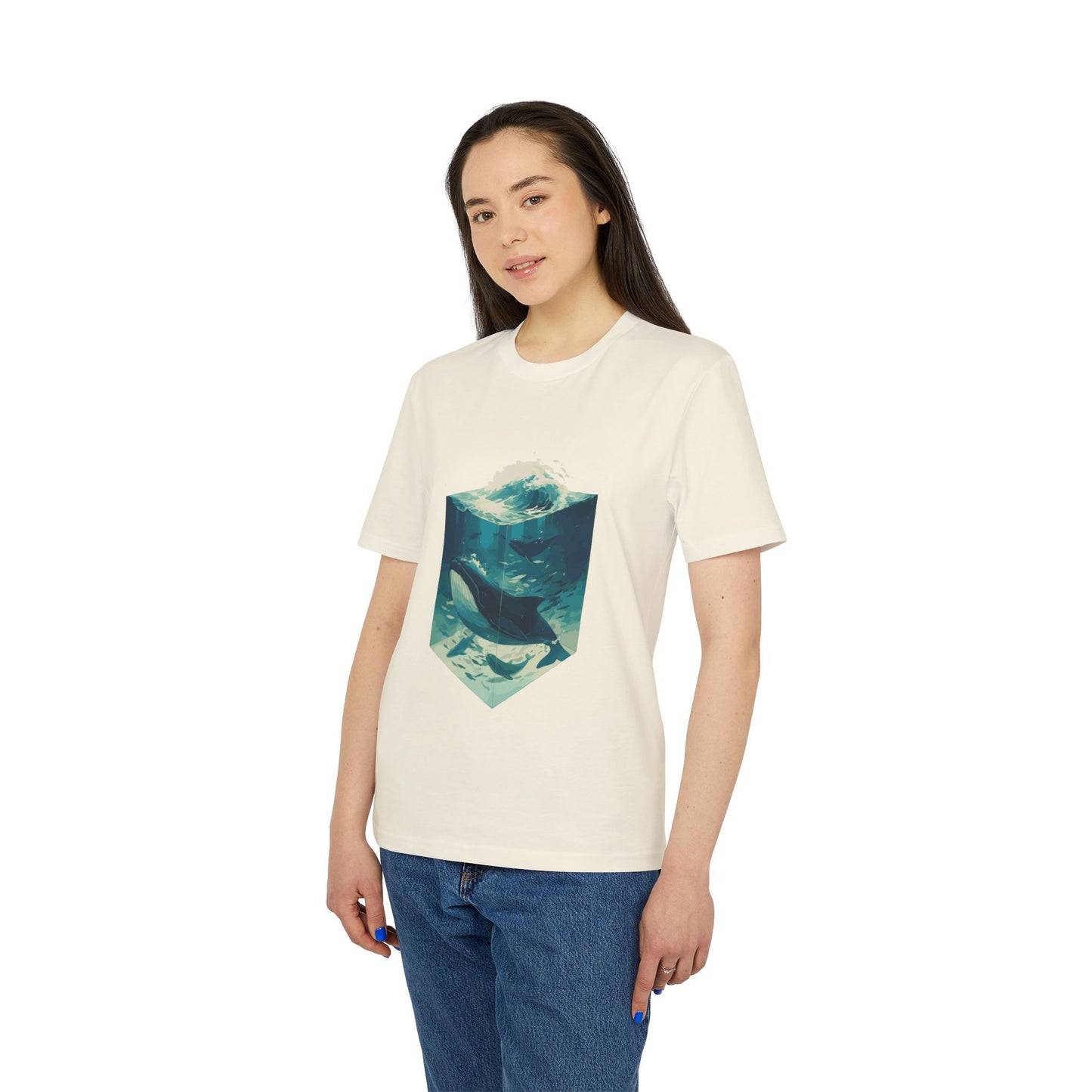 Blauwal, Illustration, Vintage-inspiriertes Baumwoll-T-Shirt, Unisex-T-Shirt