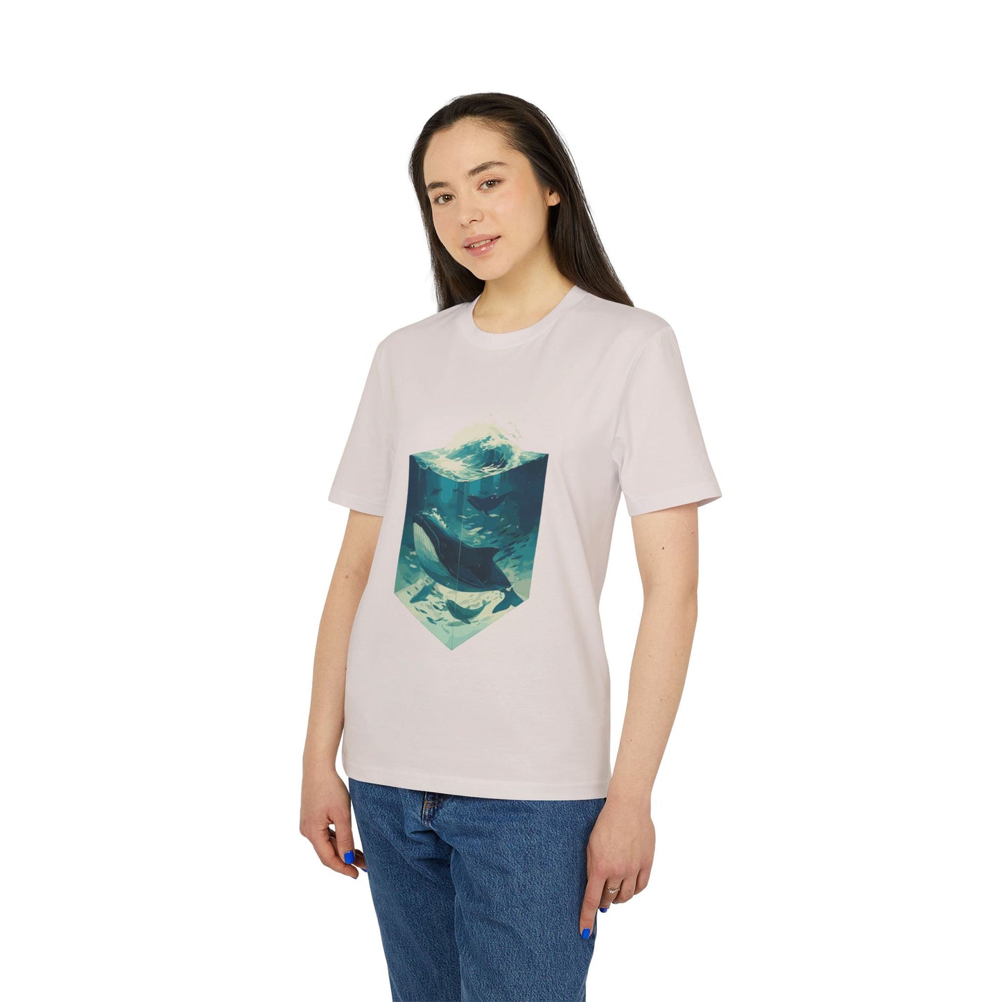 Blauwal, Illustration, Vintage-inspiriertes Baumwoll-T-Shirt, Unisex-T-Shirt