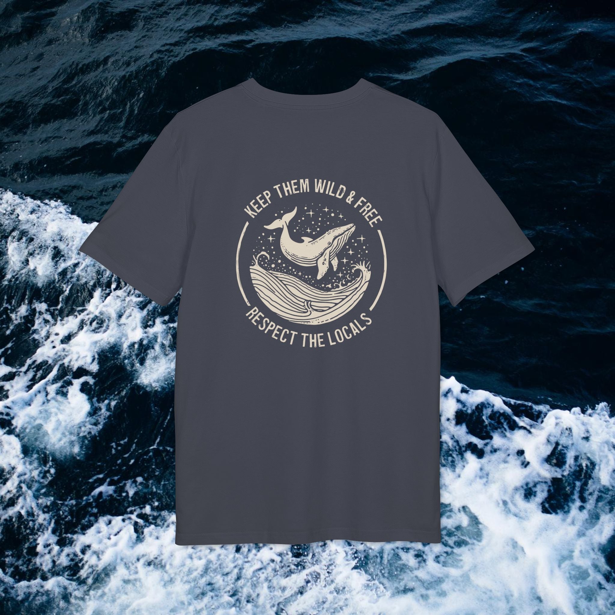 Blauwal-T-Shirt aus Bio-Baumwolle, Meerestier-T-Shirt, Naturschutz-Statement-Shirt, Respekt vor Tieren, Unisex