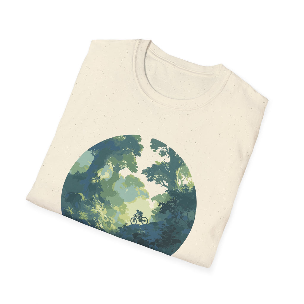 Mountainbike Fahrrad Outdoor Wald Shirt, Illustration, Vintage-inspiriertes Baumwoll-T-Shirt, Unisex-T-Shirt