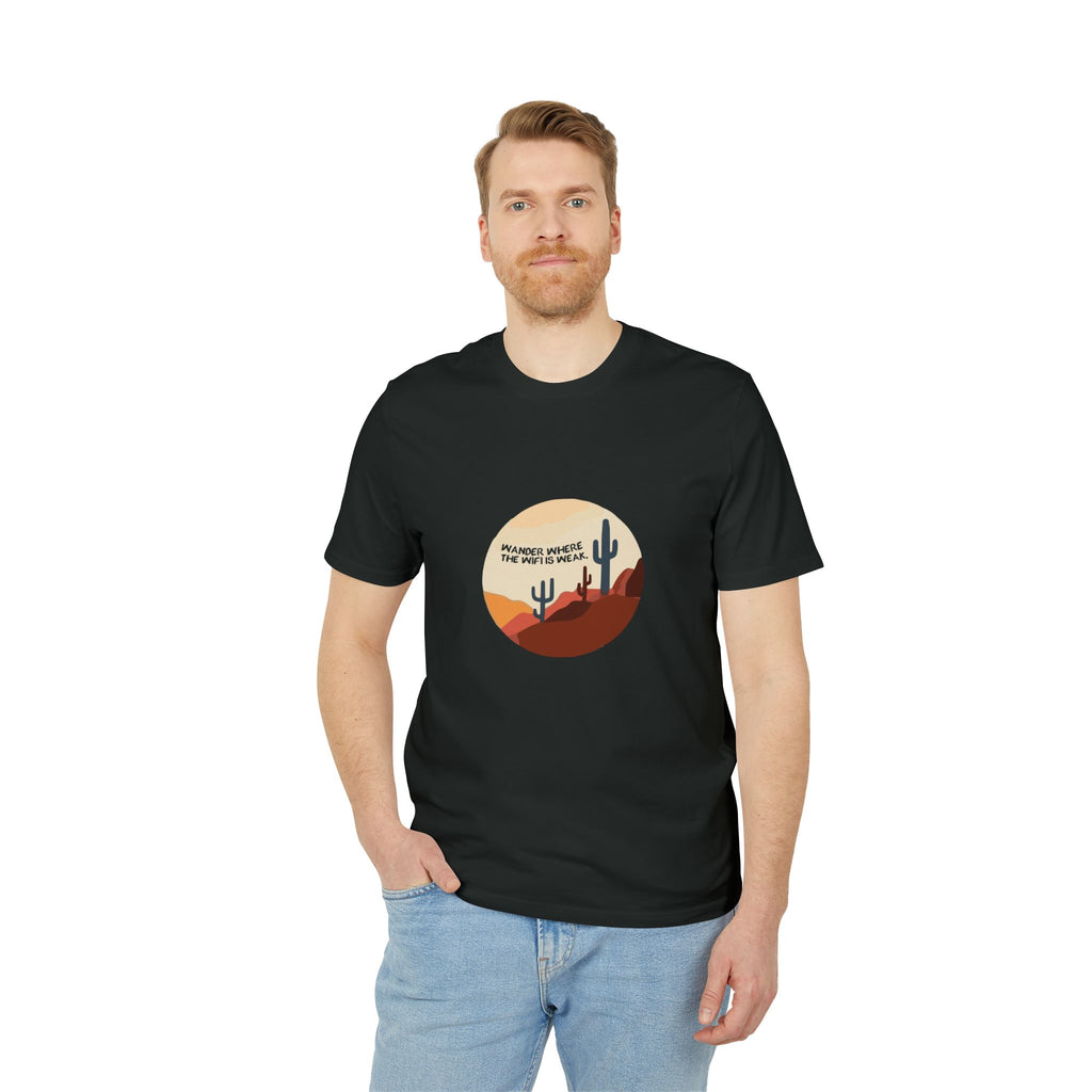 Wandern in der Wüste, Illustration, Vintage-inspiriertes Baumwoll-T-Shirt, Unisex-T-Shirt