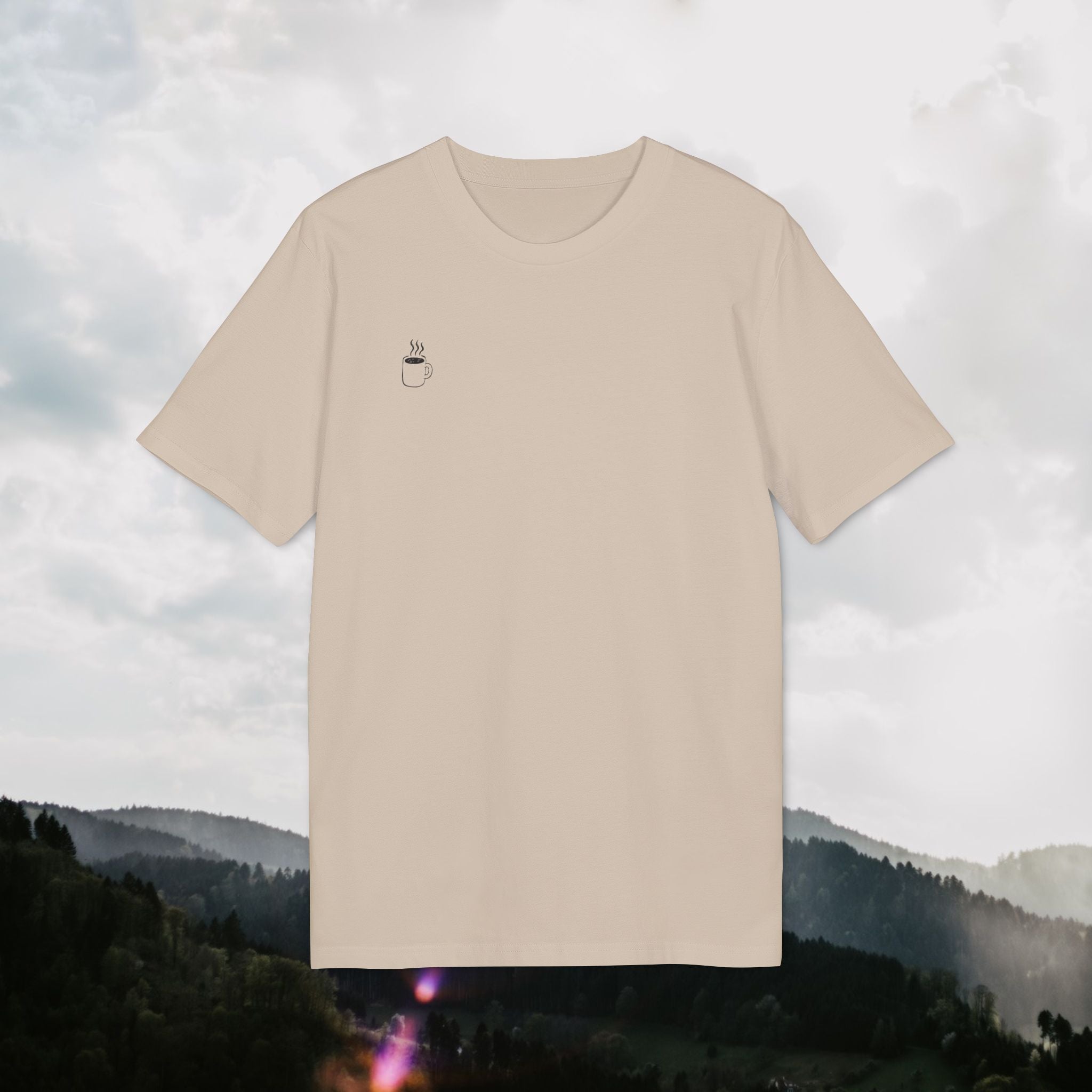 Keep Calm T-Shirt – Everything is OK | Kaffee/Tee Illustration mit Rückendruck | Unisex Bio-Baumwollshirt