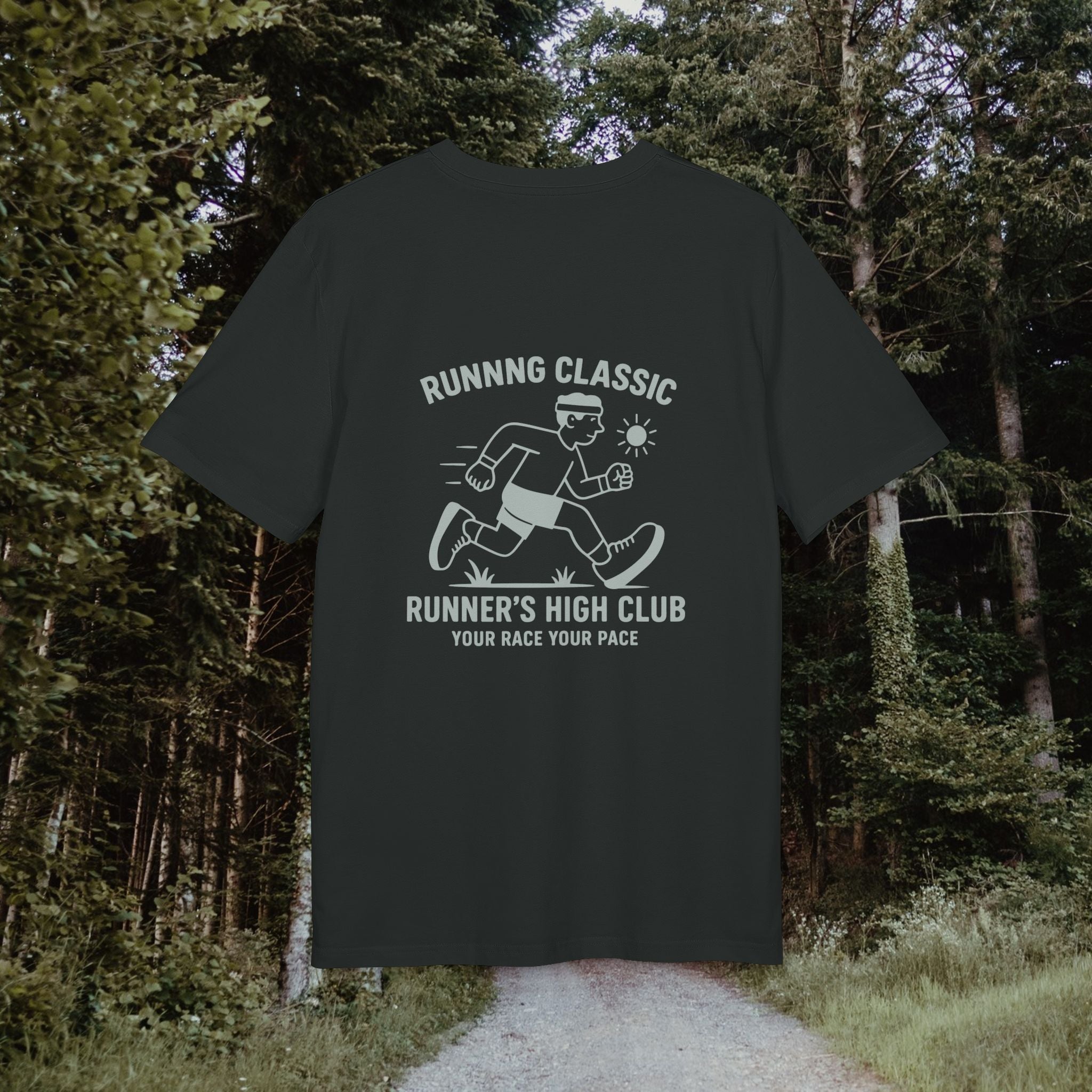Runner’s High Club T-Shirt – Running Classic Design | Sportliches Laufshirt mit Rückendruck | Unisex Bio-Baumwollshirt