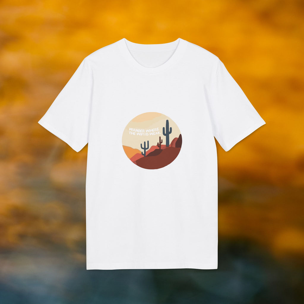 Wandern in der Wüste, Illustration, Vintage-inspiriertes Baumwoll-T-Shirt, Unisex-T-Shirt