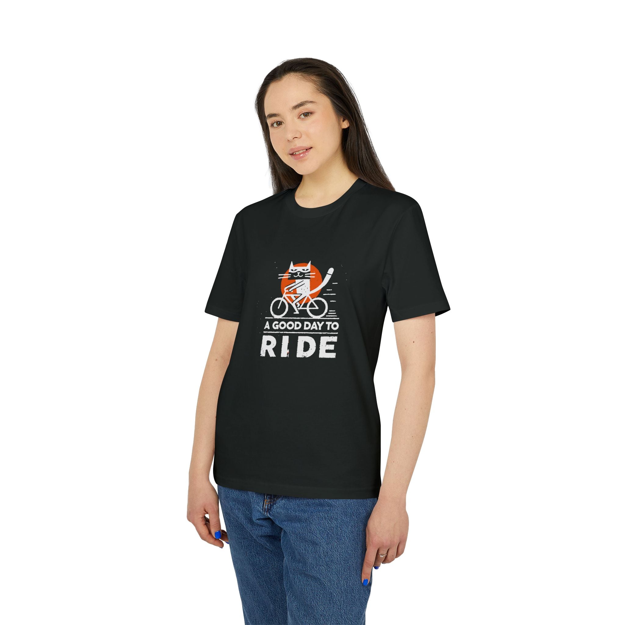 Lustiges Fahrrad T-Shirt – 'A Good Day to Ride' | Vintage Radfahrer Shirt mit Katze | Geschenk für Radfahrer & Katzenliebhaber