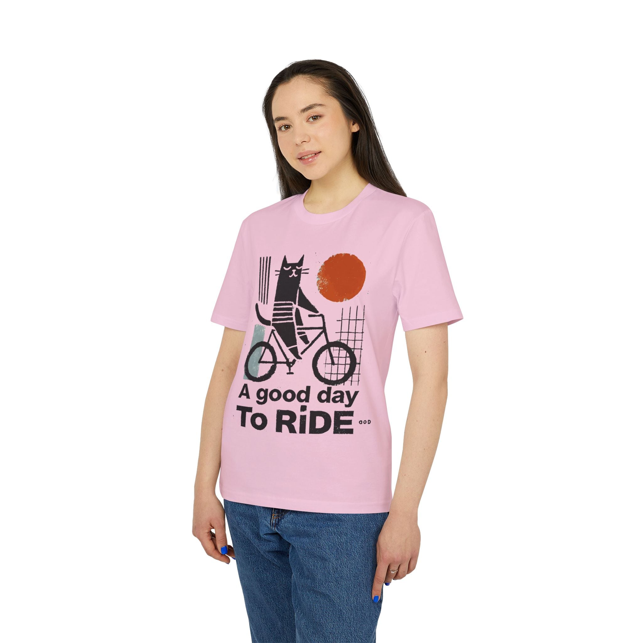 Lustiges Fahrrad T-Shirt - 'A Good Day to Ride' - Unisex Radfahrer Shirt mit Katze - Geschenk für Radsportler
