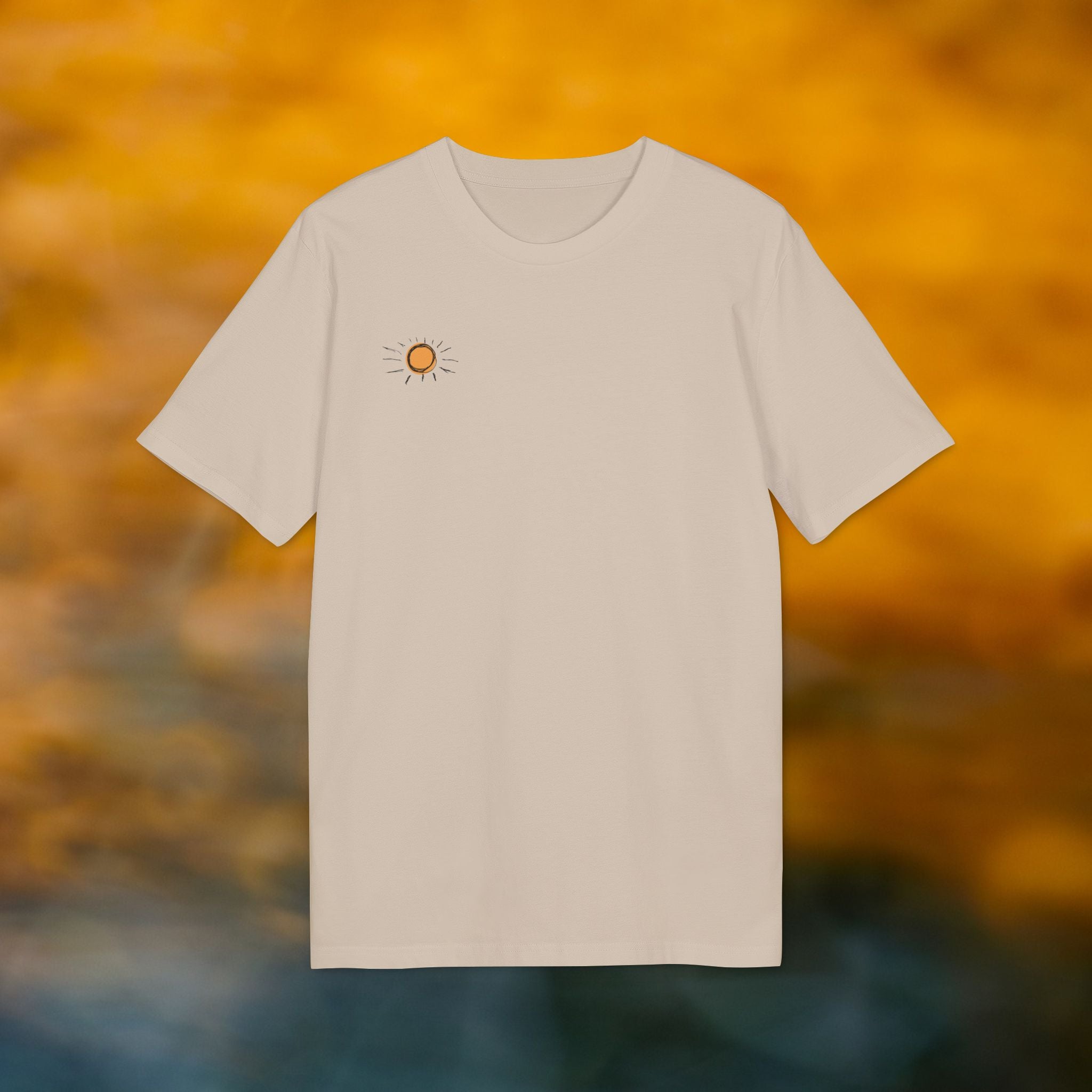 Ride the Tide T-Shirt – Shaka Surfer Sonne Design | Sommer Beachshirt mit Rückendruck | Unisex Bio-Baumwollshirt