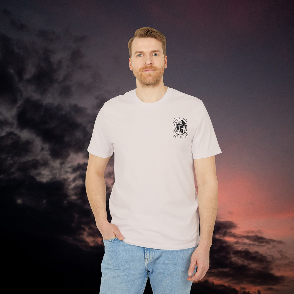 Yin und Yang T-Shirt, Dualität, Sonne und Mond Design, Spirituelles Unisex Shirt in Scherenschnitt-Optik, Baumwolle, Medium Fit