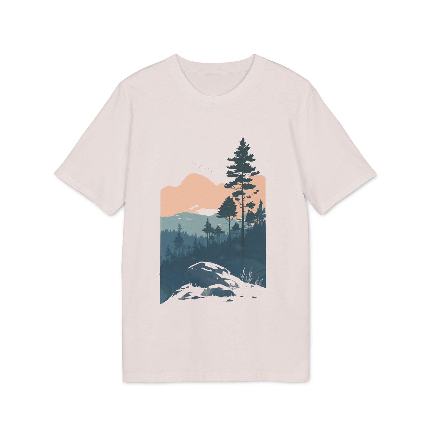 Berge Illustration, Vintage-inspiriertes Baumwoll-T-Shirt, Unisex-T-Shirt