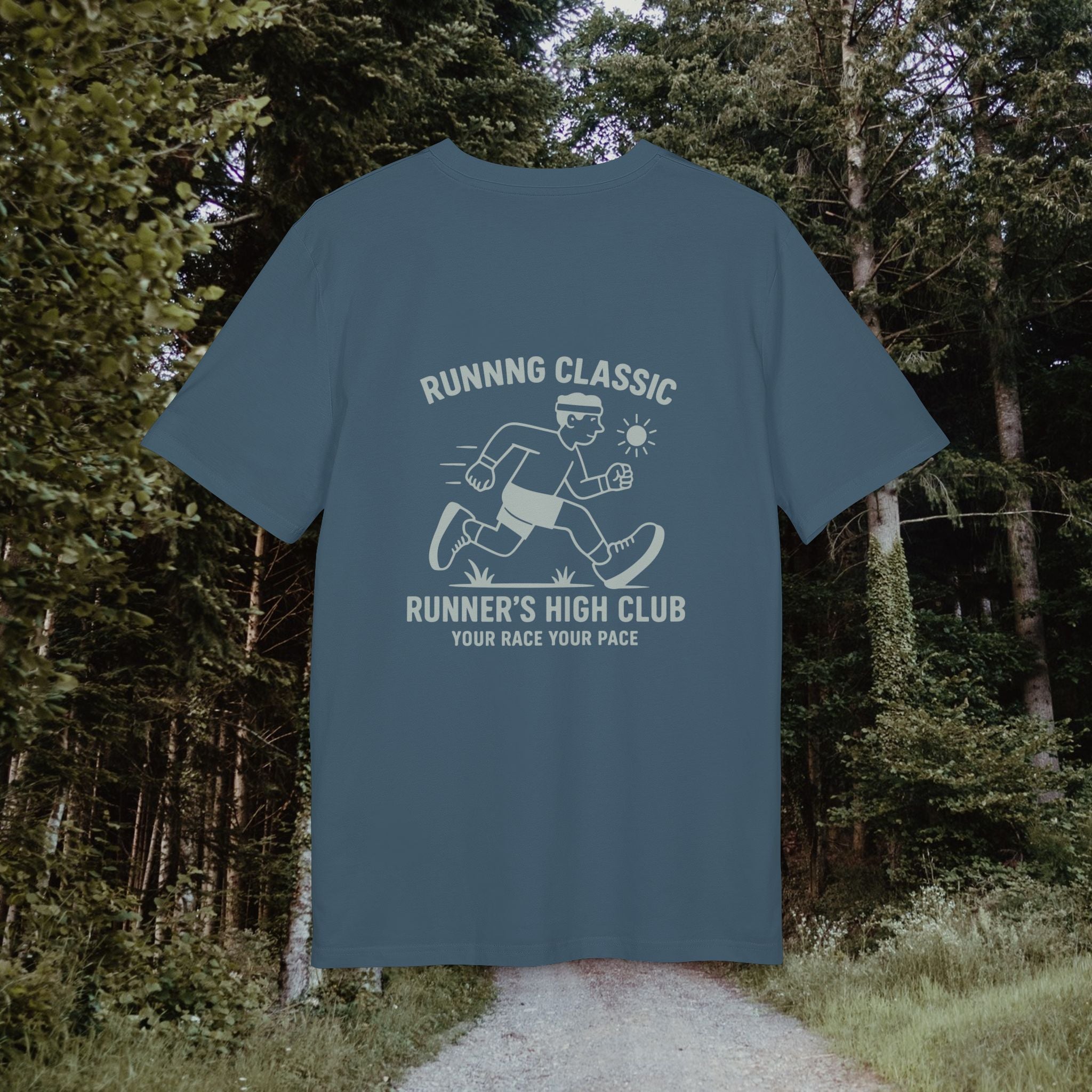 Runner’s High Club T-Shirt – Running Classic Design | Sportliches Laufshirt mit Rückendruck | Unisex Bio-Baumwollshirt