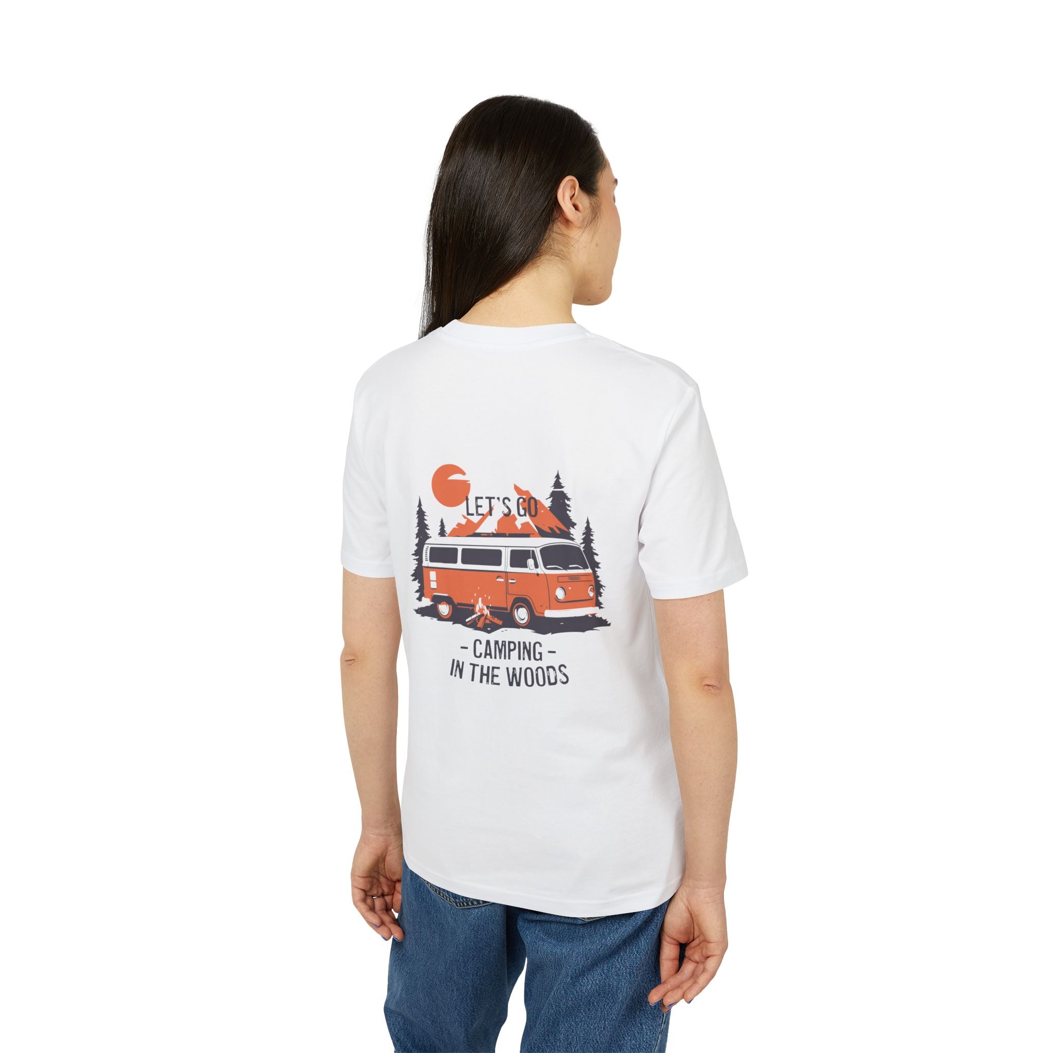 Vintage Camping Van T-Shirt, Retro Cotton Linoleum Druck Style, Geschenk Reise, Camper, Vanlife T-Shirt, Bus