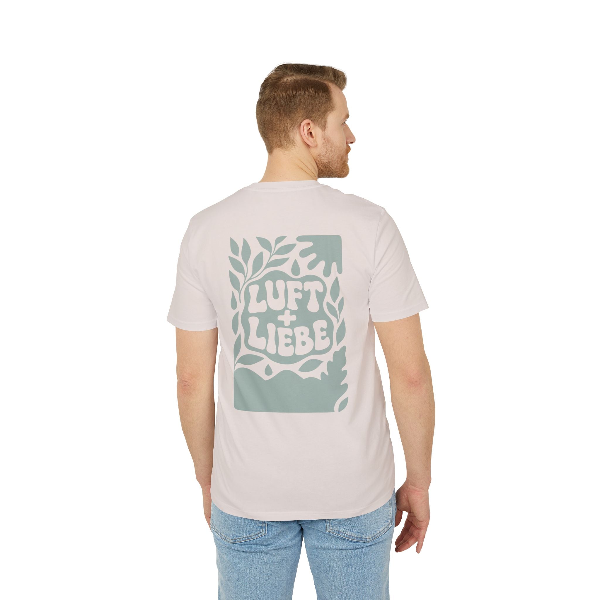 LUFT + LIEBE T-Shirt – Statement-Shirt mit Naturillustration | Rückendruck & Logo vorn | Unisex Bio-Baumwollshirt