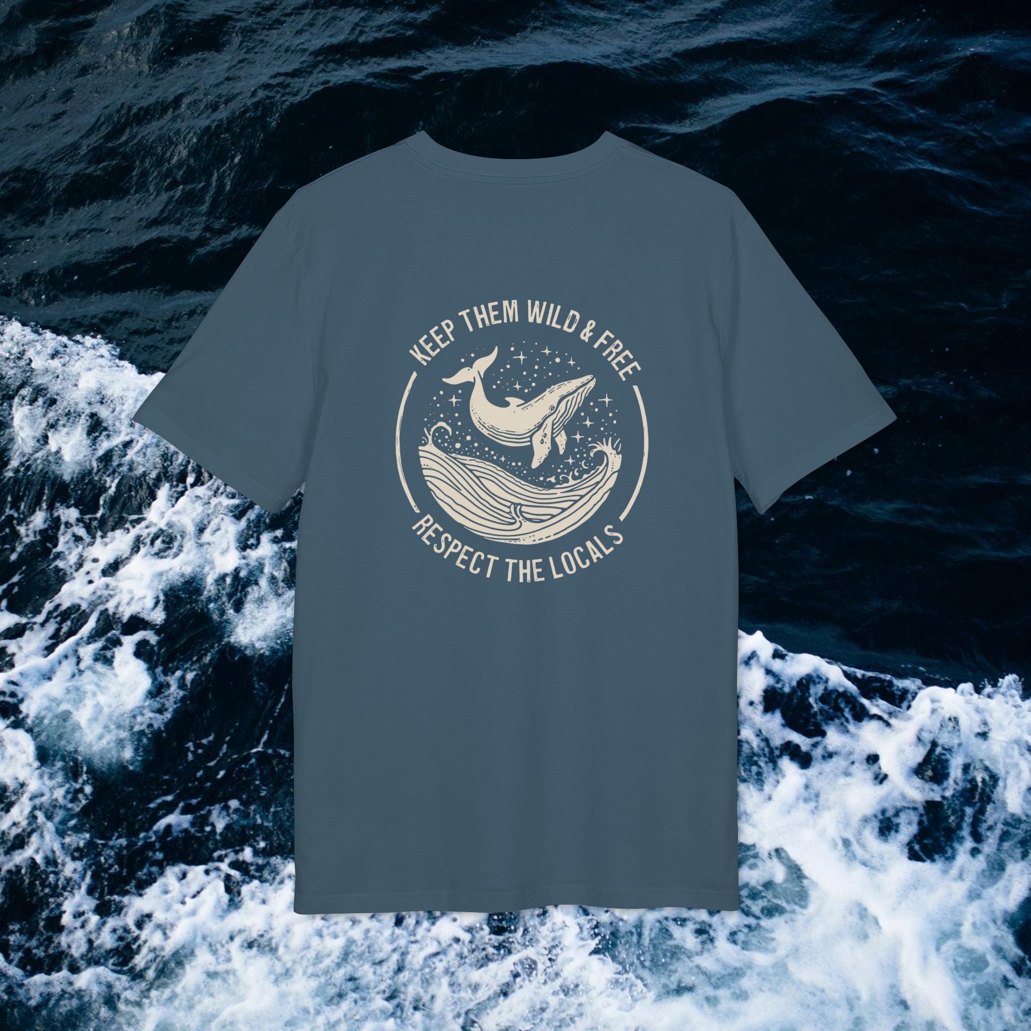 Blauwal-T-Shirt aus Bio-Baumwolle, Meerestier-T-Shirt, Naturschutz-Statement-Shirt, Respekt vor Tieren, Unisex