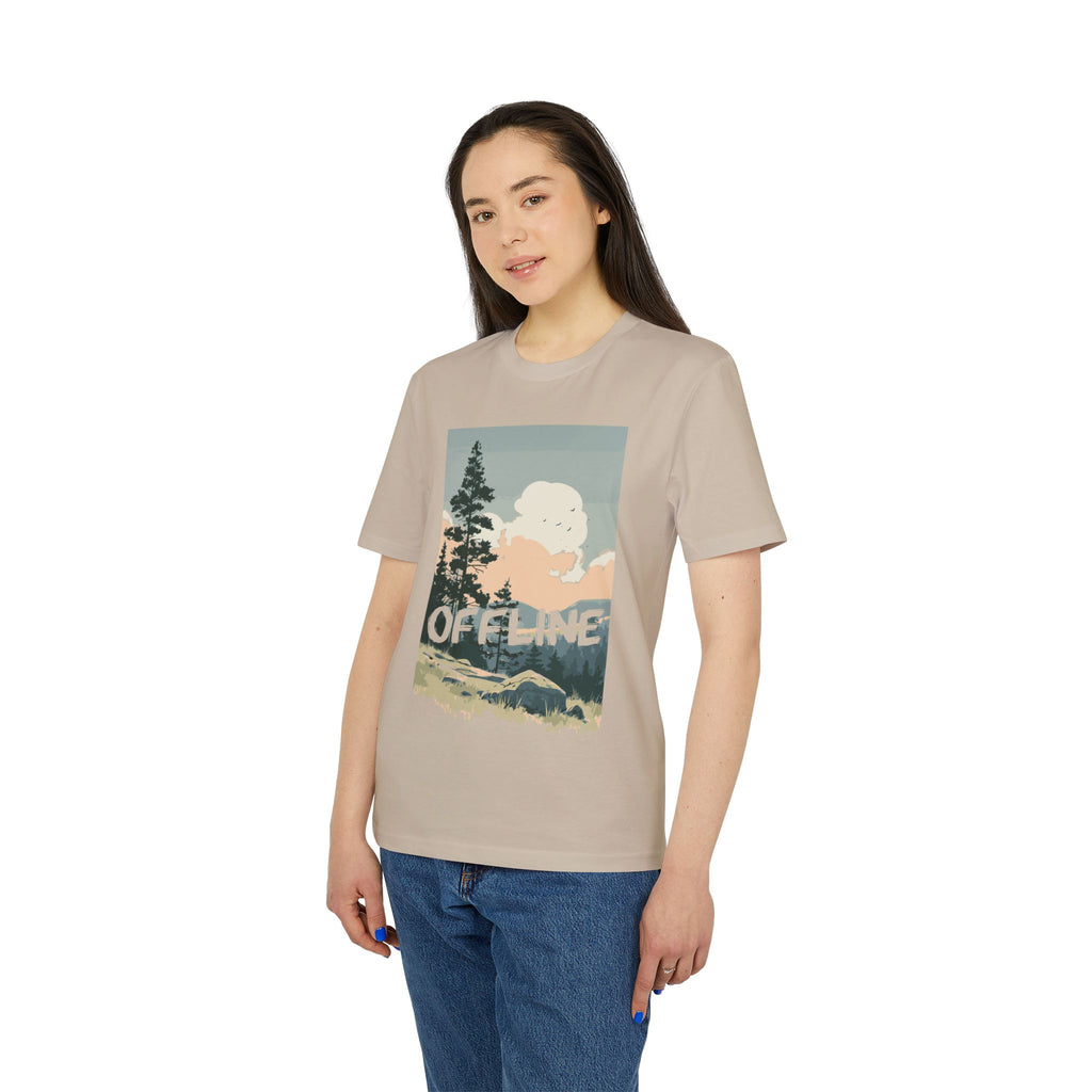 Offline Berge Outdoor Shirt, Illustration, Vintage-inspiriertes Baumwoll-T-Shirt, Unisex-T-Shirt