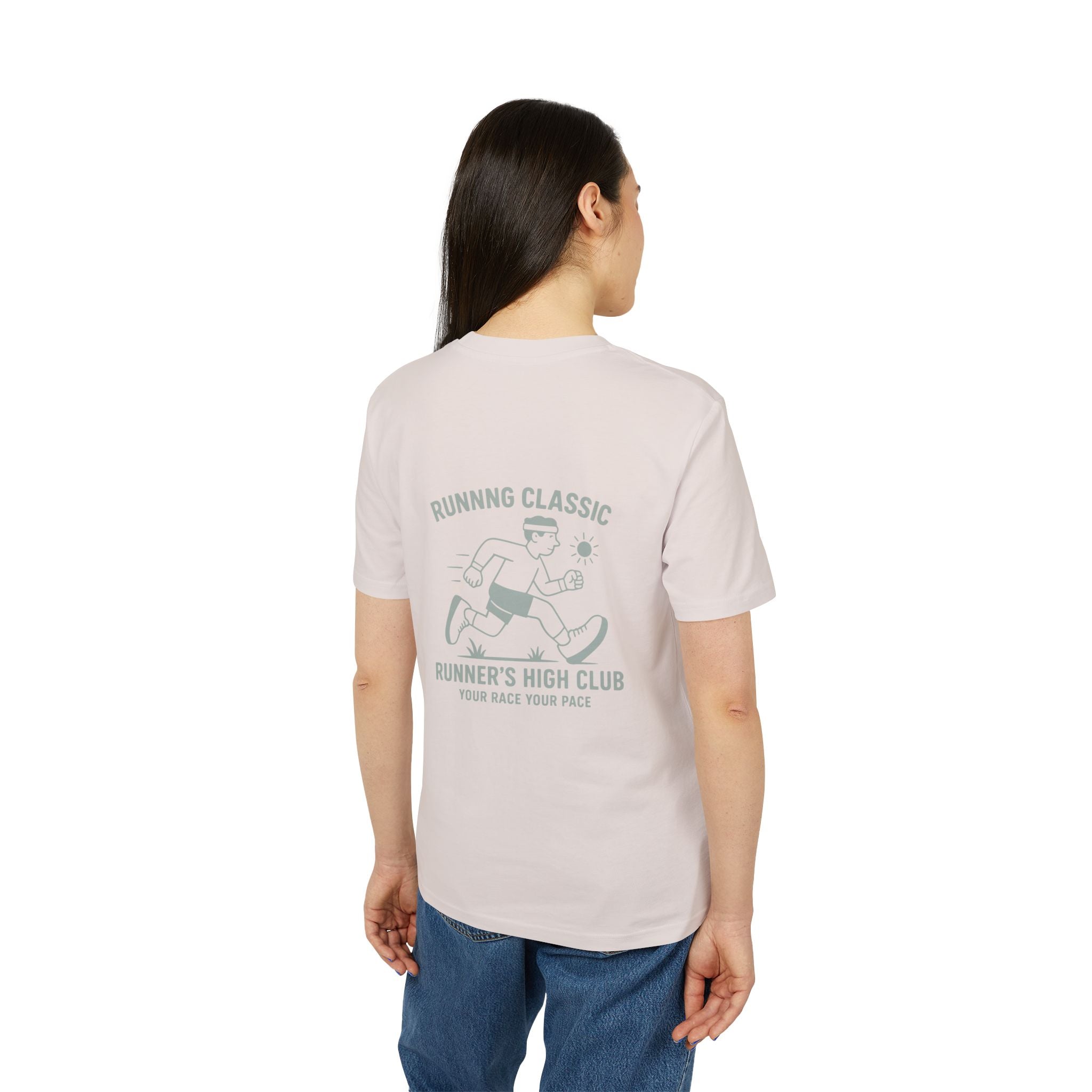 Runner’s High Club T-Shirt – Running Classic Design | Sportliches Laufshirt mit Rückendruck | Unisex Bio-Baumwollshirt