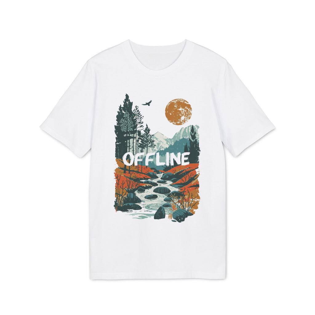 Hiking in the mountains, offline, outdoor illustration cotton T-shirt with print on the front and back