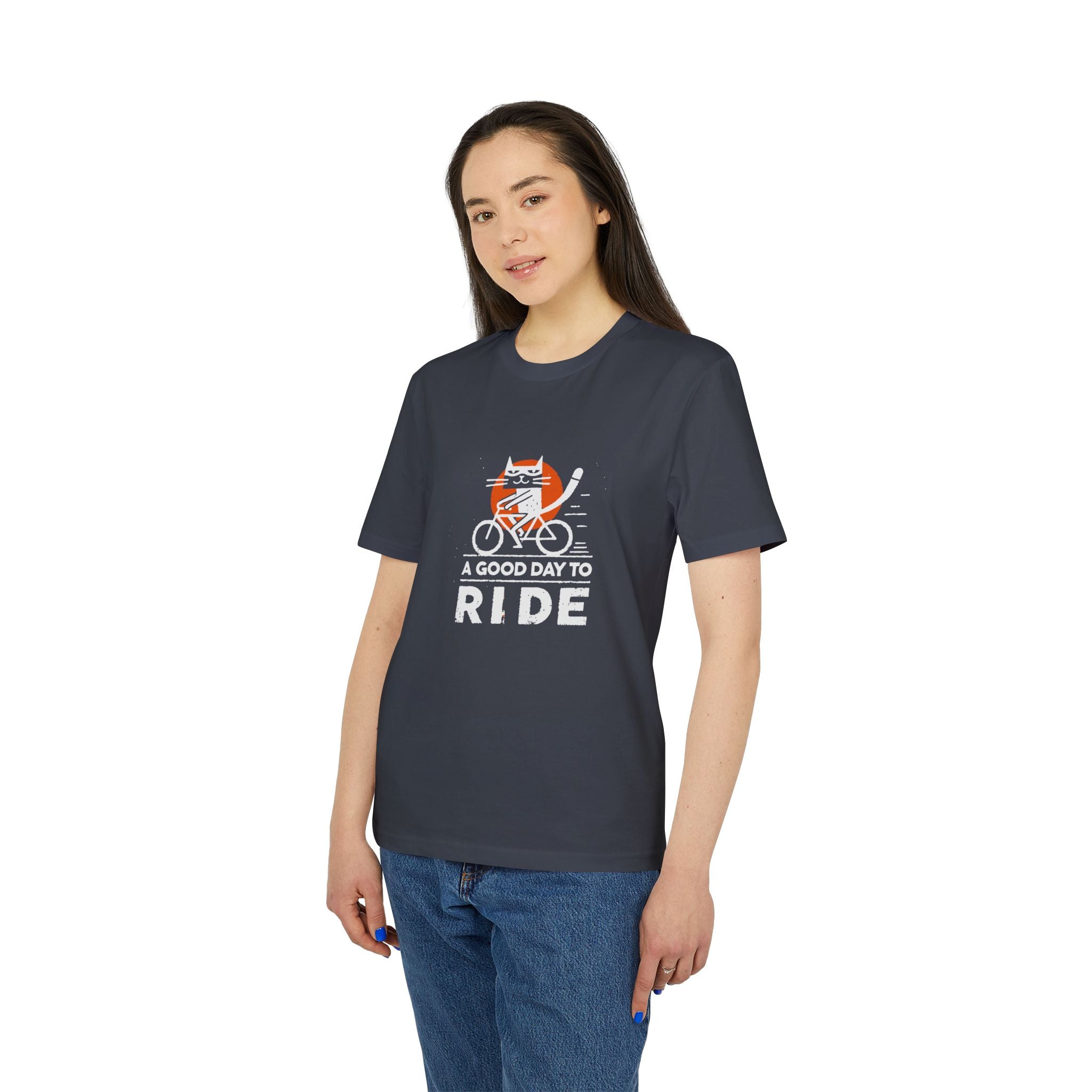 Lustiges Fahrrad T-Shirt – 'A Good Day to Ride' | Vintage Radfahrer Shirt mit Katze | Geschenk für Radfahrer & Katzenliebhaber