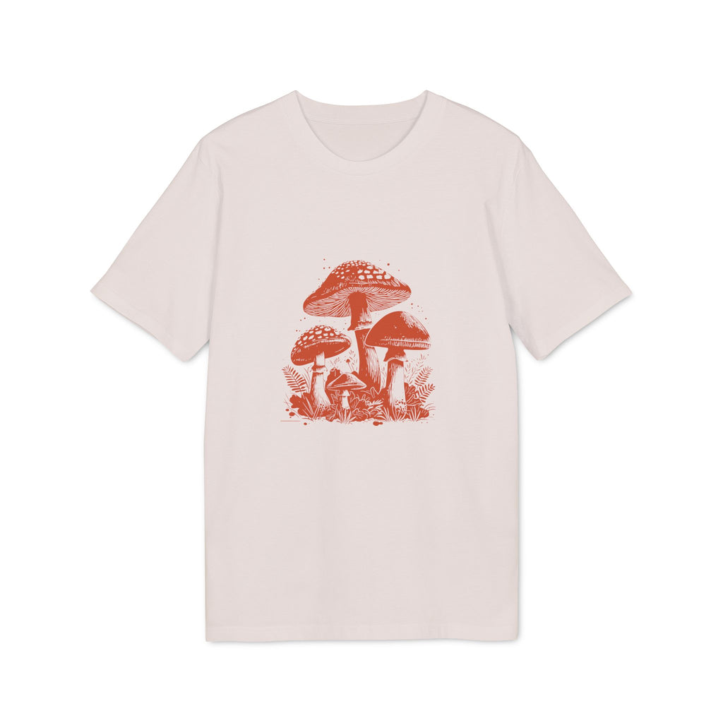 Pilze im Wald Illustration Shirt, Vintage-inspiriertes Baumwoll-T-Shirt, Unisex