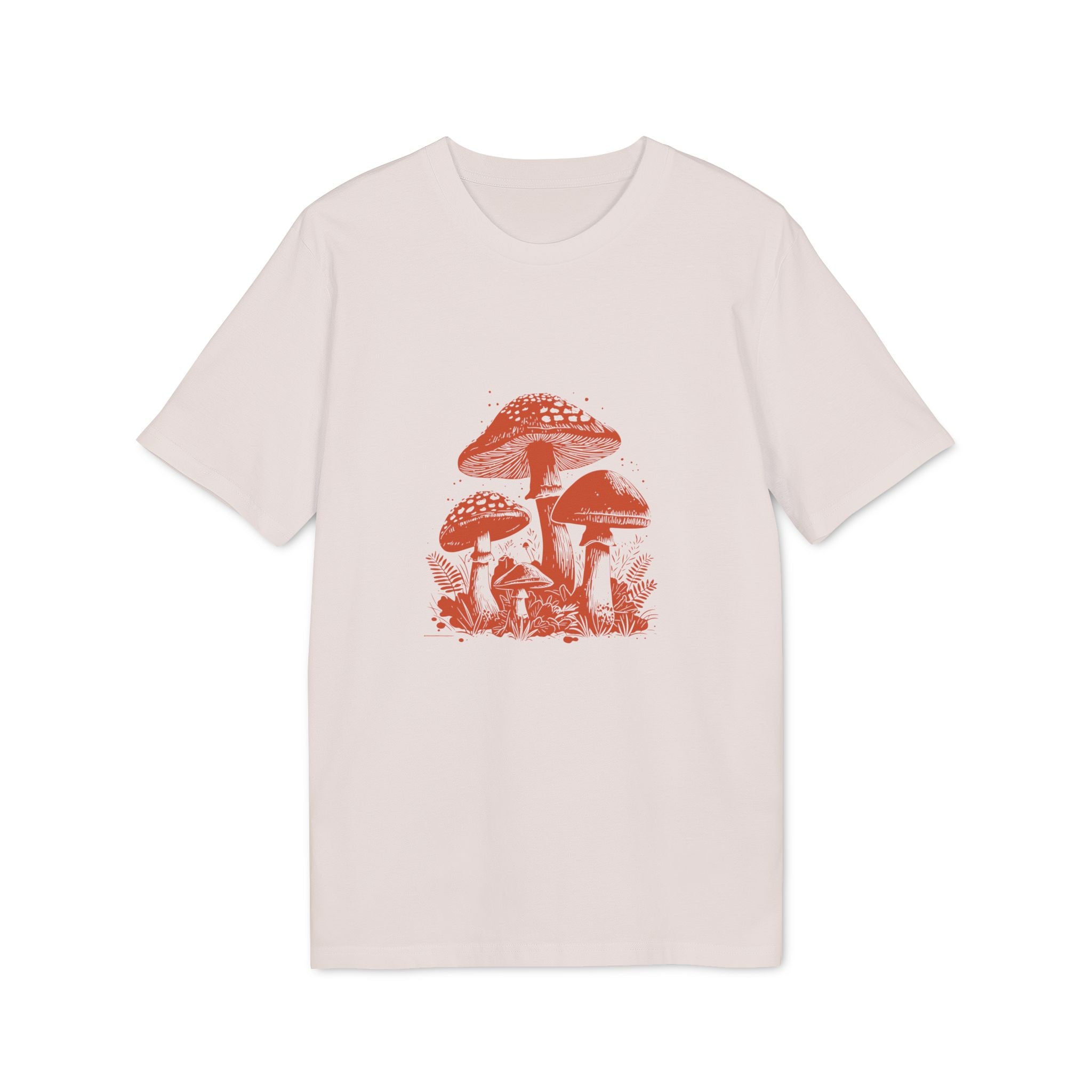 Pilze im Wald Illustration Shirt, Vintage-inspiriertes Baumwoll-T-Shirt, Unisex