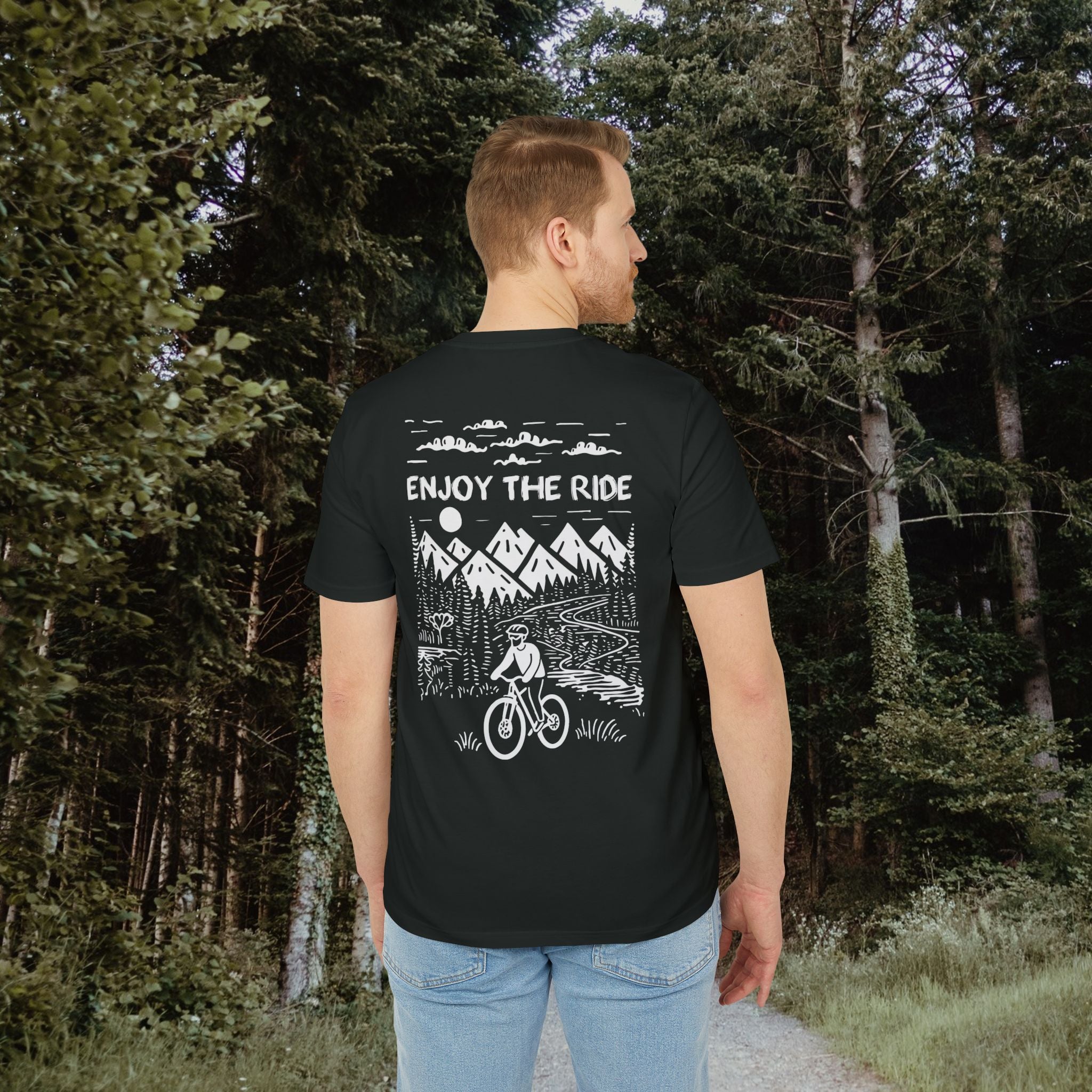 Enjoy the Ride T-Shirt, Mountainbike-Abenteuer Design für Outdoor-Fans Baumwoll-T-Shirt, Unisex-T-Shirt