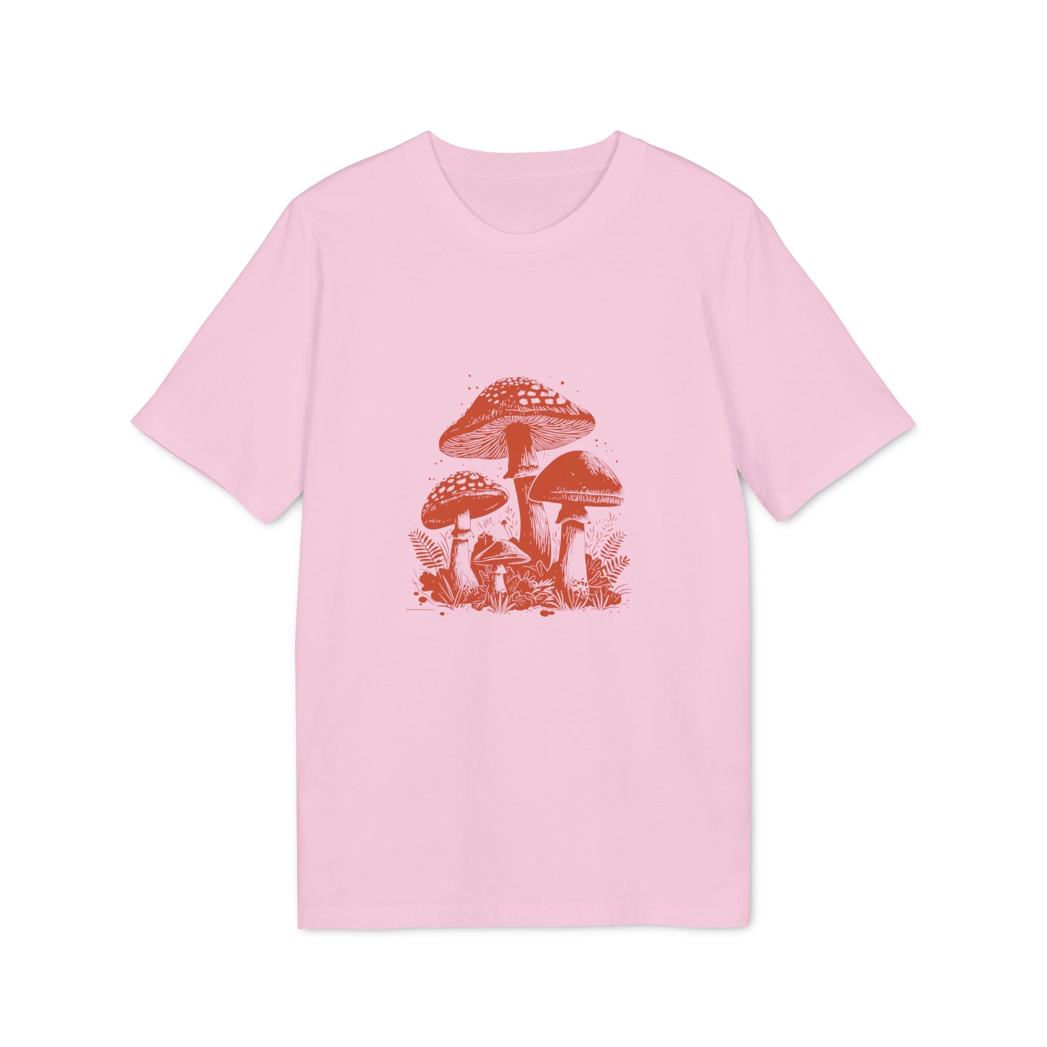 Pilze im Wald Illustration Shirt, Vintage-inspiriertes Baumwoll-T-Shirt, Unisex