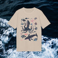 Meerestiere Illustration, Maritimes Design T-Shirt aus Baumwolle Unisex mit Print vorne, Ozean, Wale, Fische
