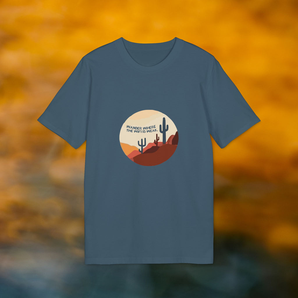Wandern in der Wüste, Illustration, Vintage-inspiriertes Baumwoll-T-Shirt, Unisex-T-Shirt