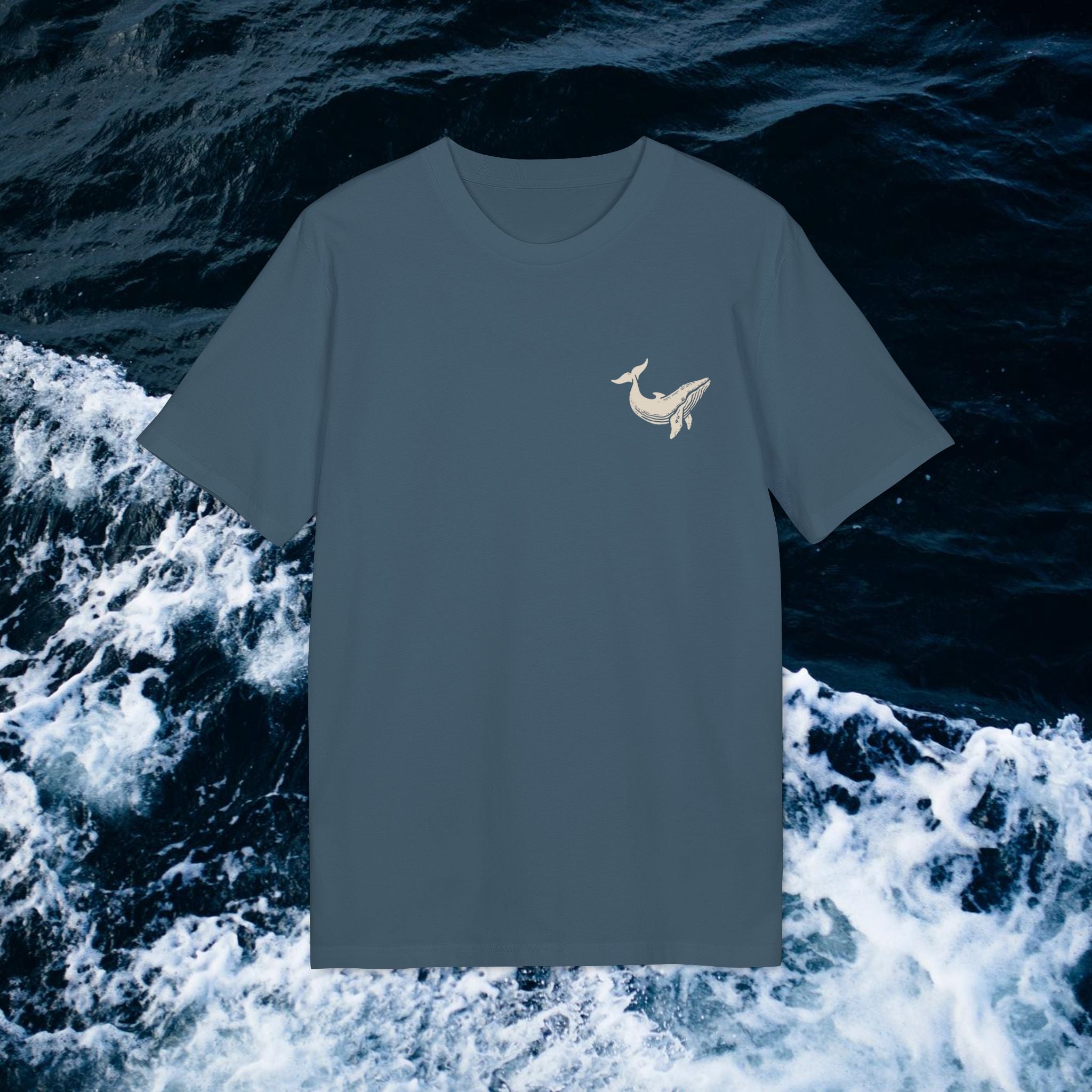 Blauwal-T-Shirt aus Bio-Baumwolle, Meerestier-T-Shirt, Naturschutz-Statement-Shirt, Respekt vor Tieren, Unisex
