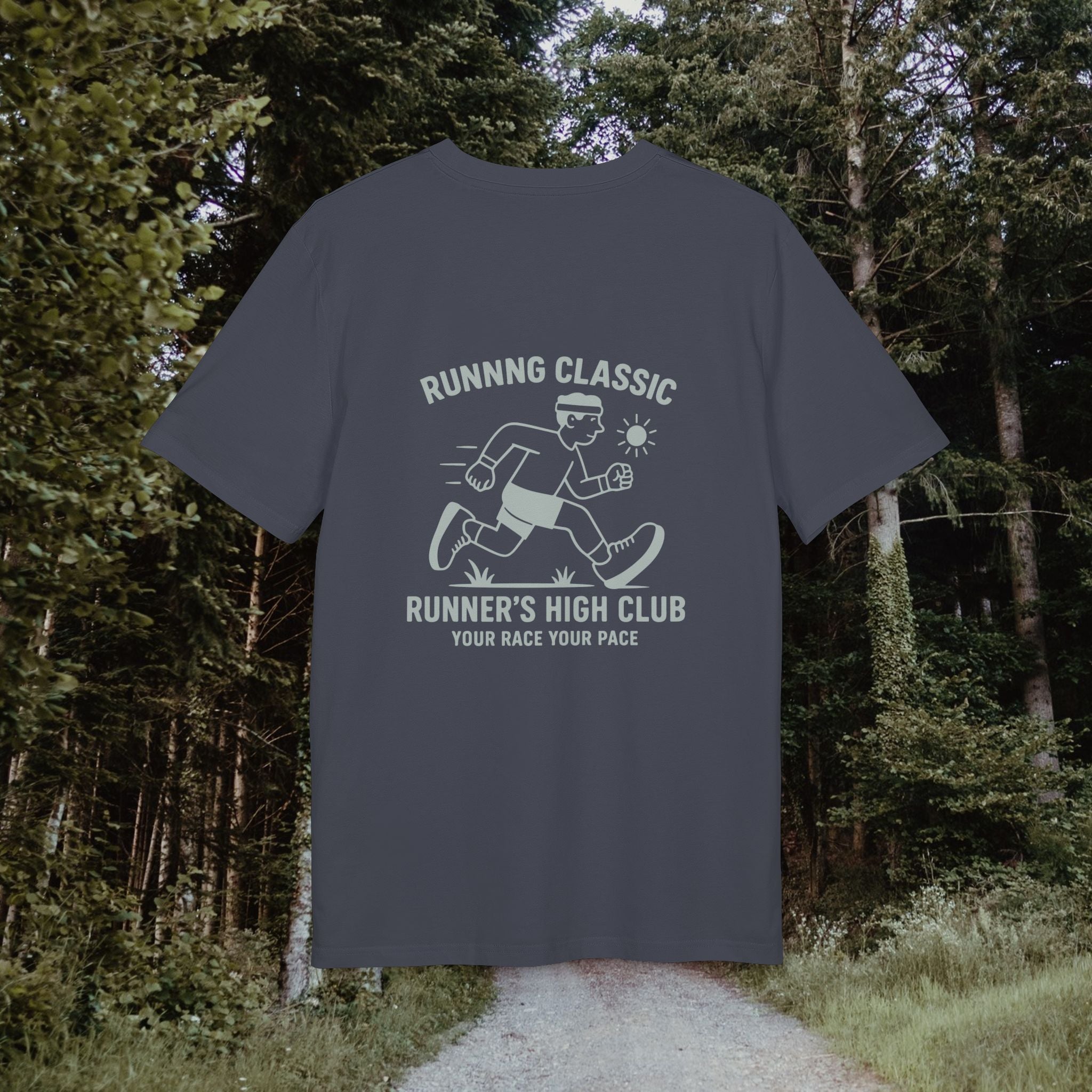 Runner’s High Club T-Shirt – Running Classic Design | Sportliches Laufshirt mit Rückendruck | Unisex Bio-Baumwollshirt
