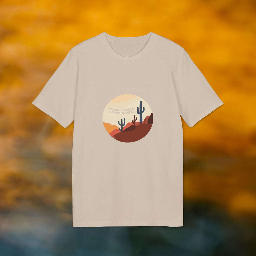 Wandern in der Wüste, Illustration, Vintage-inspiriertes Baumwoll-T-Shirt, Unisex-T-Shirt