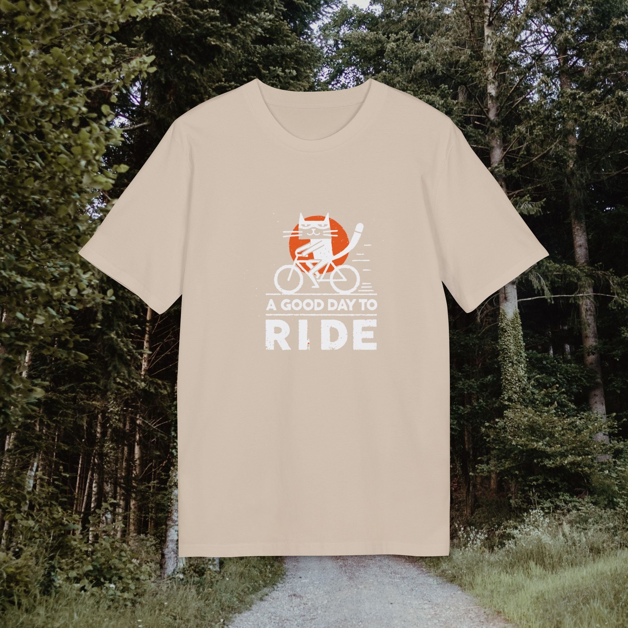 Lustiges Fahrrad T-Shirt – 'A Good Day to Ride' | Vintage Radfahrer Shirt mit Katze | Geschenk für Radfahrer & Katzenliebhaber