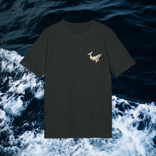 Blauwal-T-Shirt aus Bio-Baumwolle, Meerestier-T-Shirt, Naturschutz-Statement-Shirt, Respekt vor Tieren, Unisex