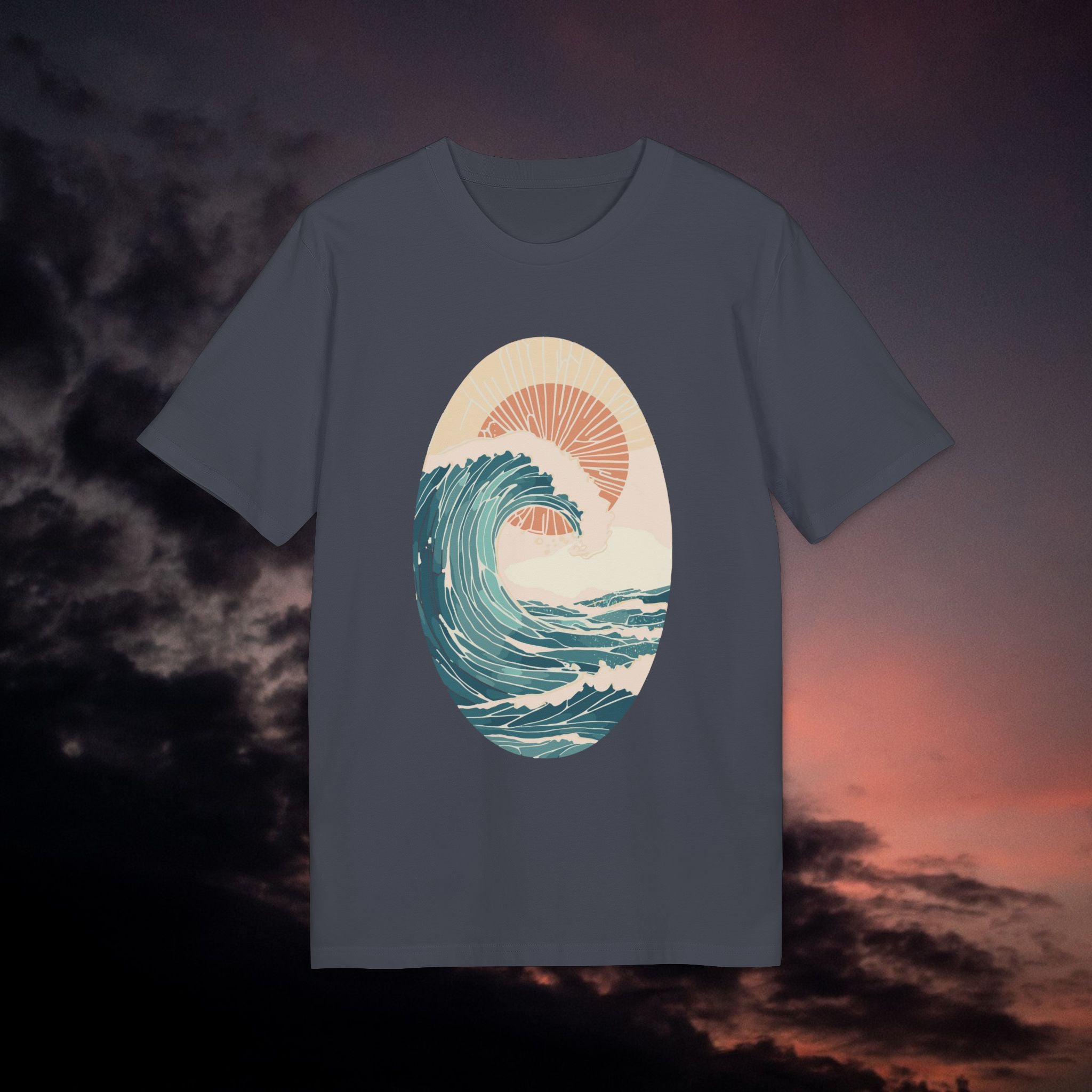 Boho Meer, Wellen und Sonne T-Shirt – Vintage-inspiriertes Baumwoll-T-Shirt | Unisex Boho Strand Shirt | Geschenk für Strandliebhaber