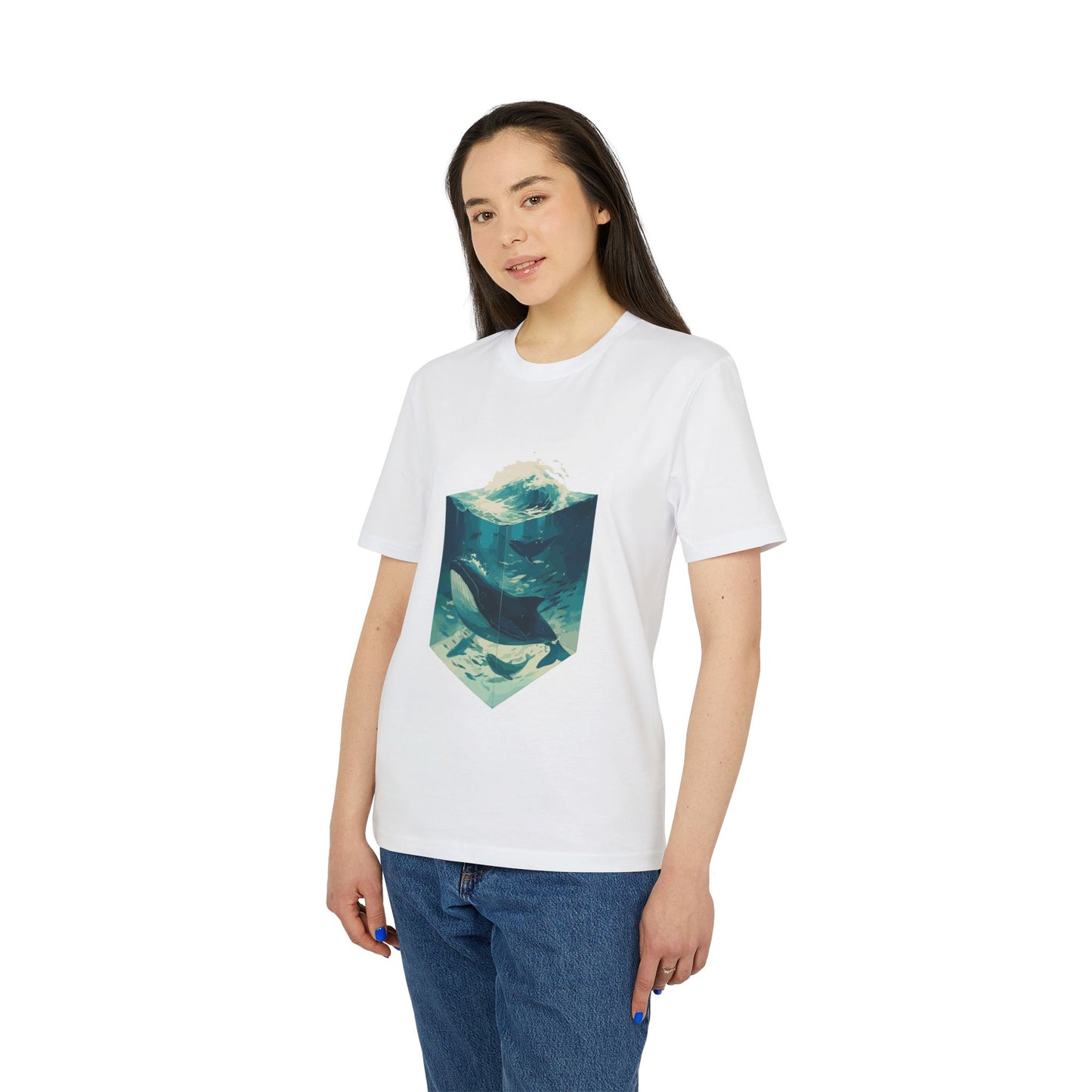Blauwal, Illustration, Vintage-inspiriertes Baumwoll-T-Shirt, Unisex-T-Shirt