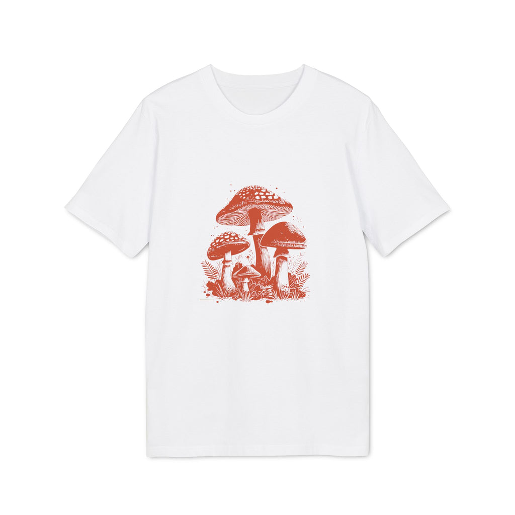 Pilze im Wald Illustration Shirt, Vintage-inspiriertes Baumwoll-T-Shirt, Unisex