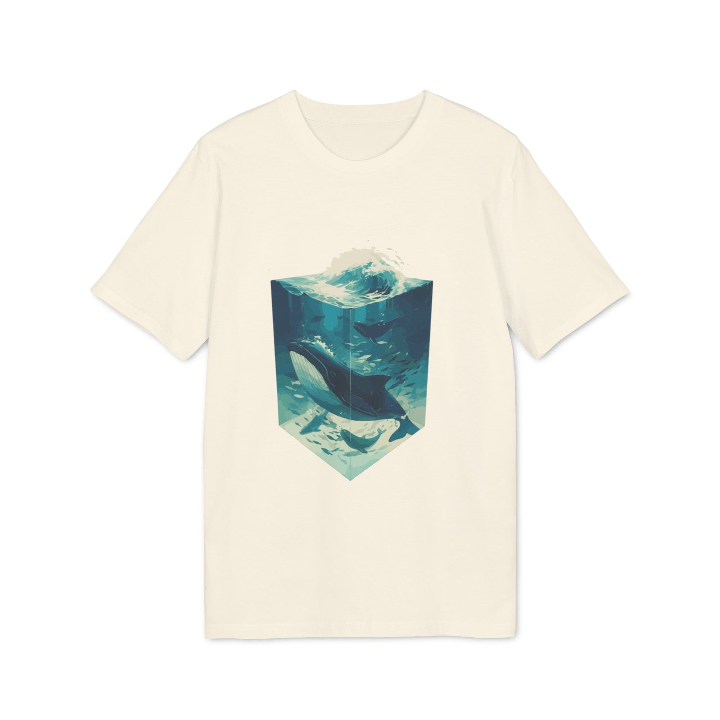 Blauwal, Illustration, Vintage-inspiriertes Baumwoll-T-Shirt, Unisex-T-Shirt