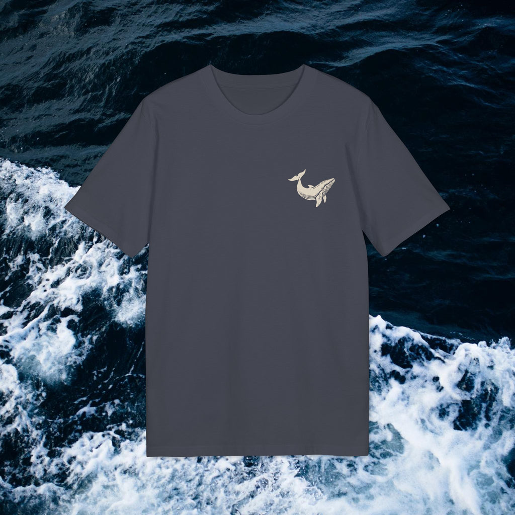 Blue whale T-shirt made from organic cotton, marine animal T-shirt, conservation statement shirt, respect for animals, unisex