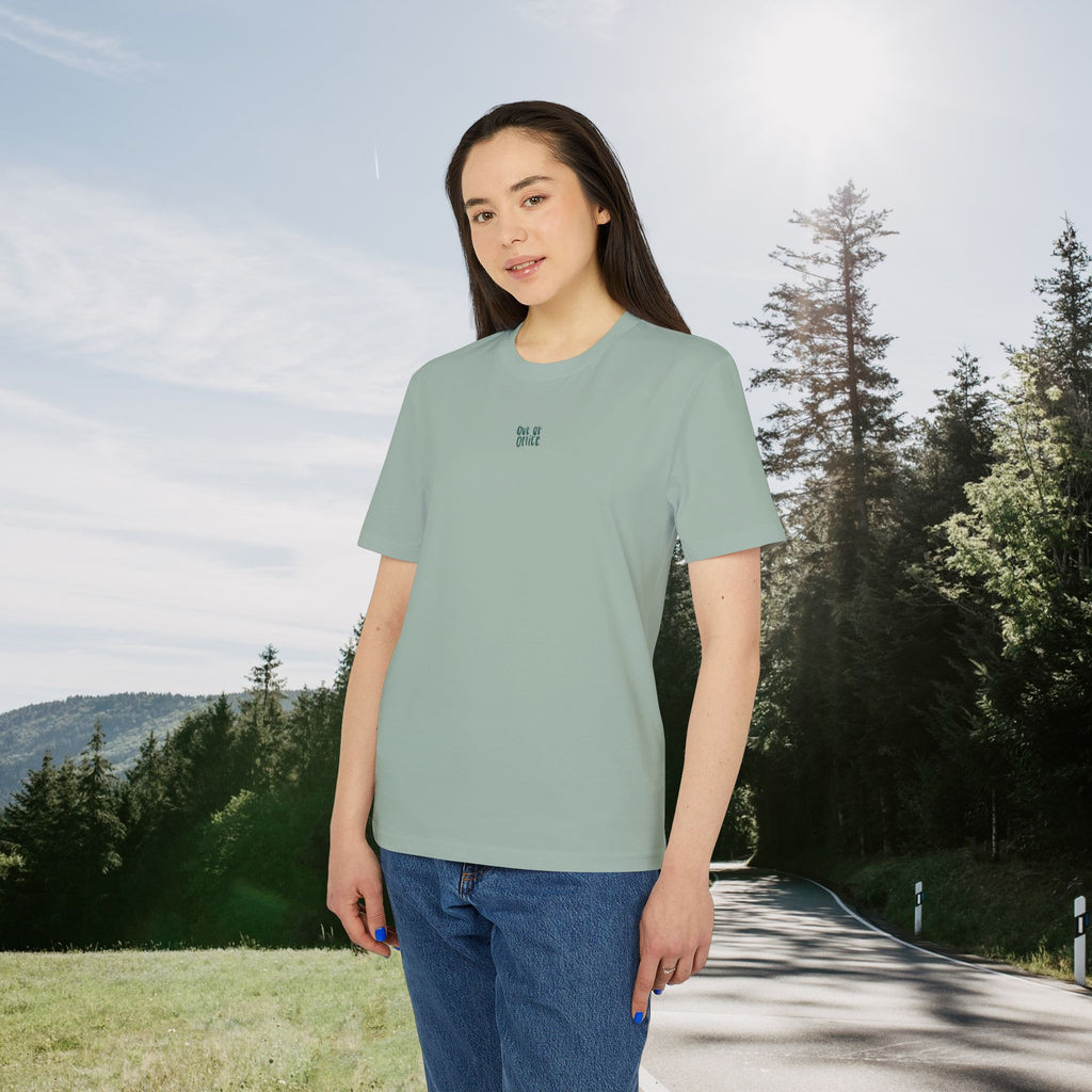 Out of Office T-Shirt, Outdoor Shirt mit Berge Wald Motiv, Abenteuer Urlaub Shirt, Wanderer, Baumwolle