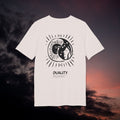 Yin und Yang T-Shirt, Dualität, Sonne und Mond Design, Spirituelles Unisex Shirt in Scherenschnitt-Optik, Baumwolle, Medium Fit