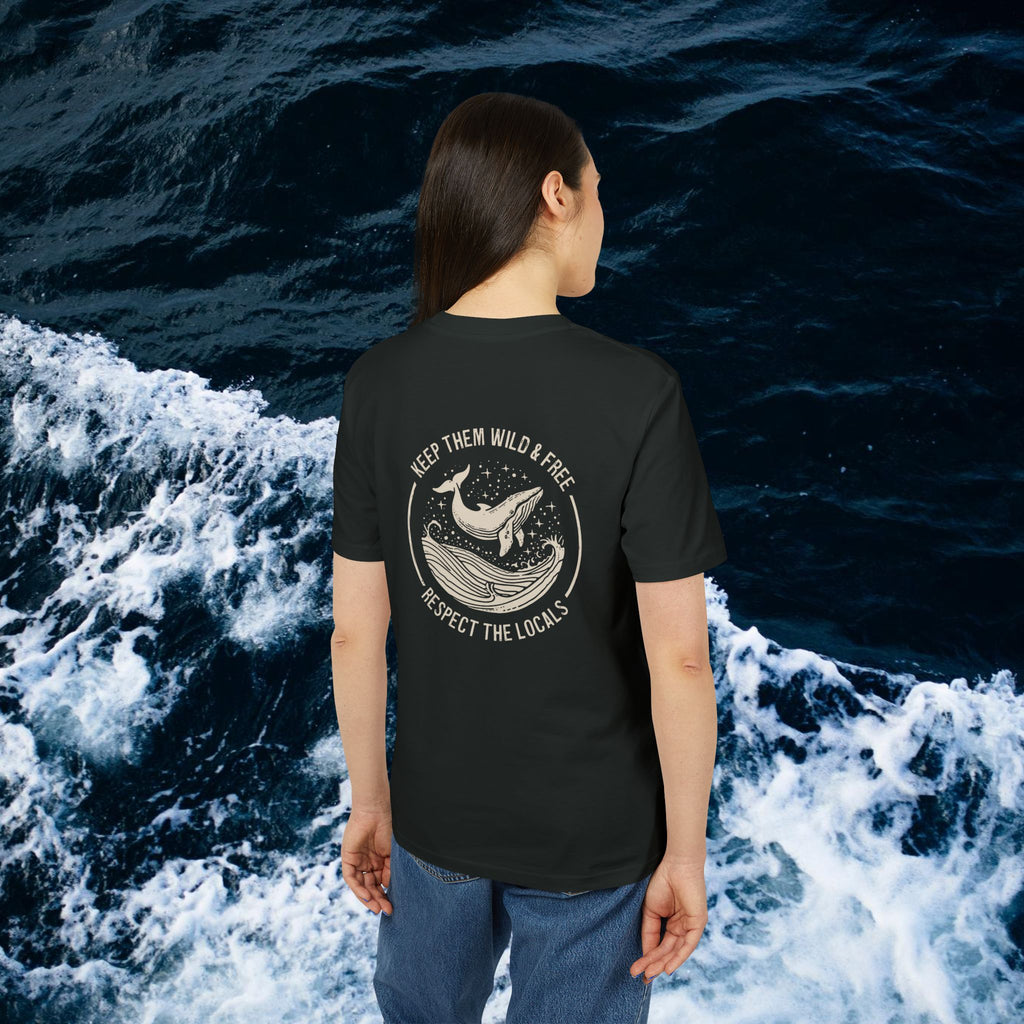 Blauwal-T-Shirt aus Bio-Baumwolle, Meerestier-T-Shirt, Naturschutz-Statement-Shirt, Respekt vor Tieren, Unisex