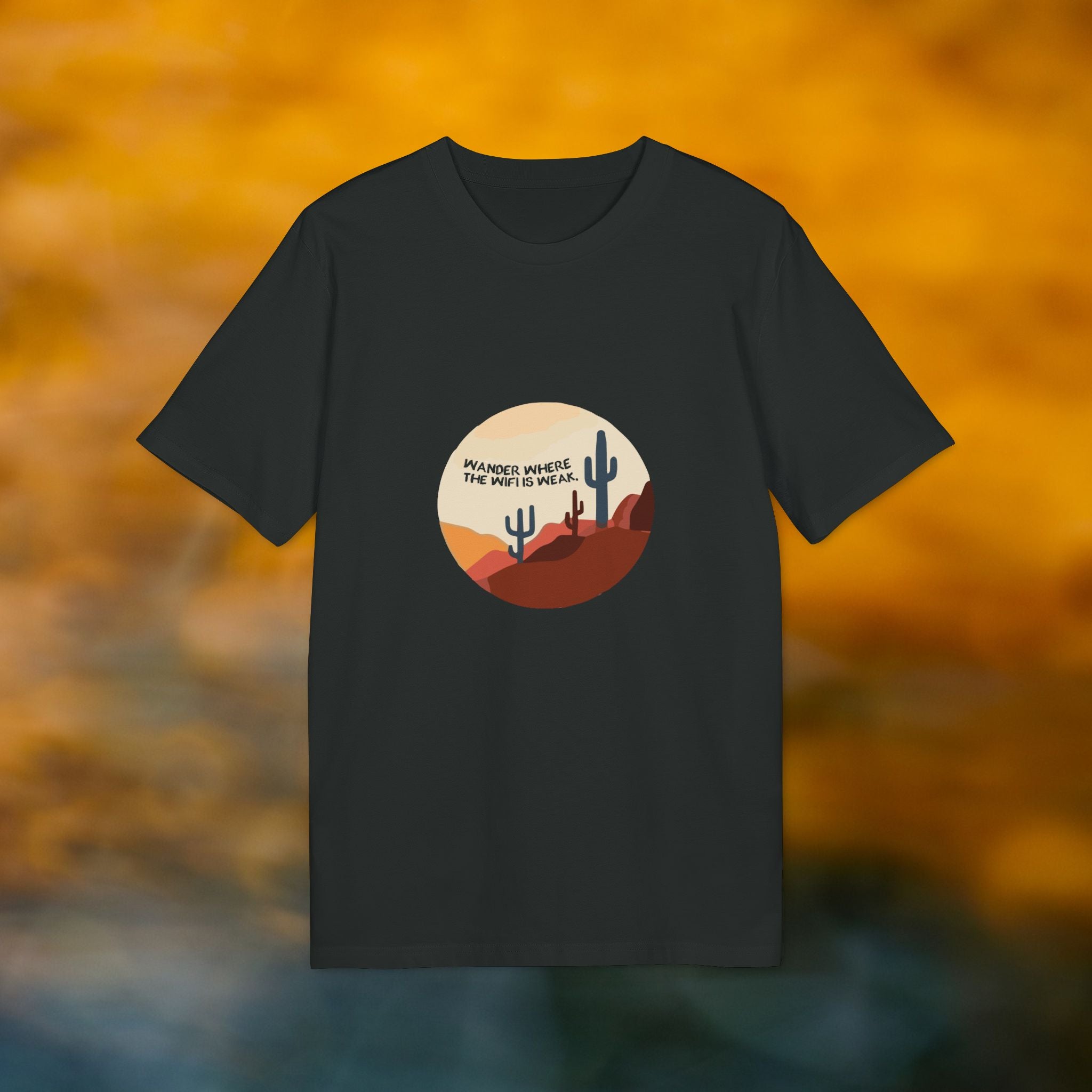 Wandern in der Wüste, Illustration, Vintage-inspiriertes Baumwoll-T-Shirt, Unisex-T-Shirt
