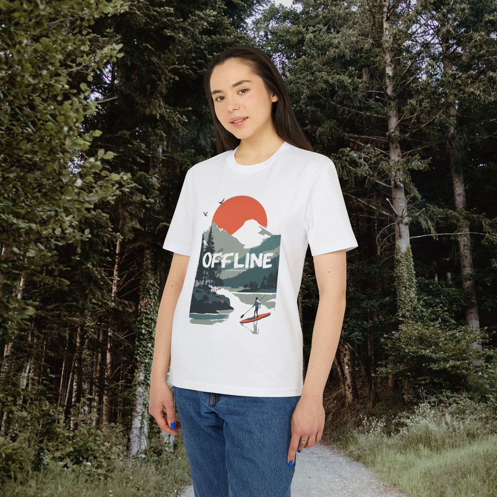 Stand Up Paddle, Berge Outdoor Shirt, Illustration, Vintage-inspiriertes Baumwoll-T-Shirt, Unisex-T-Shirt