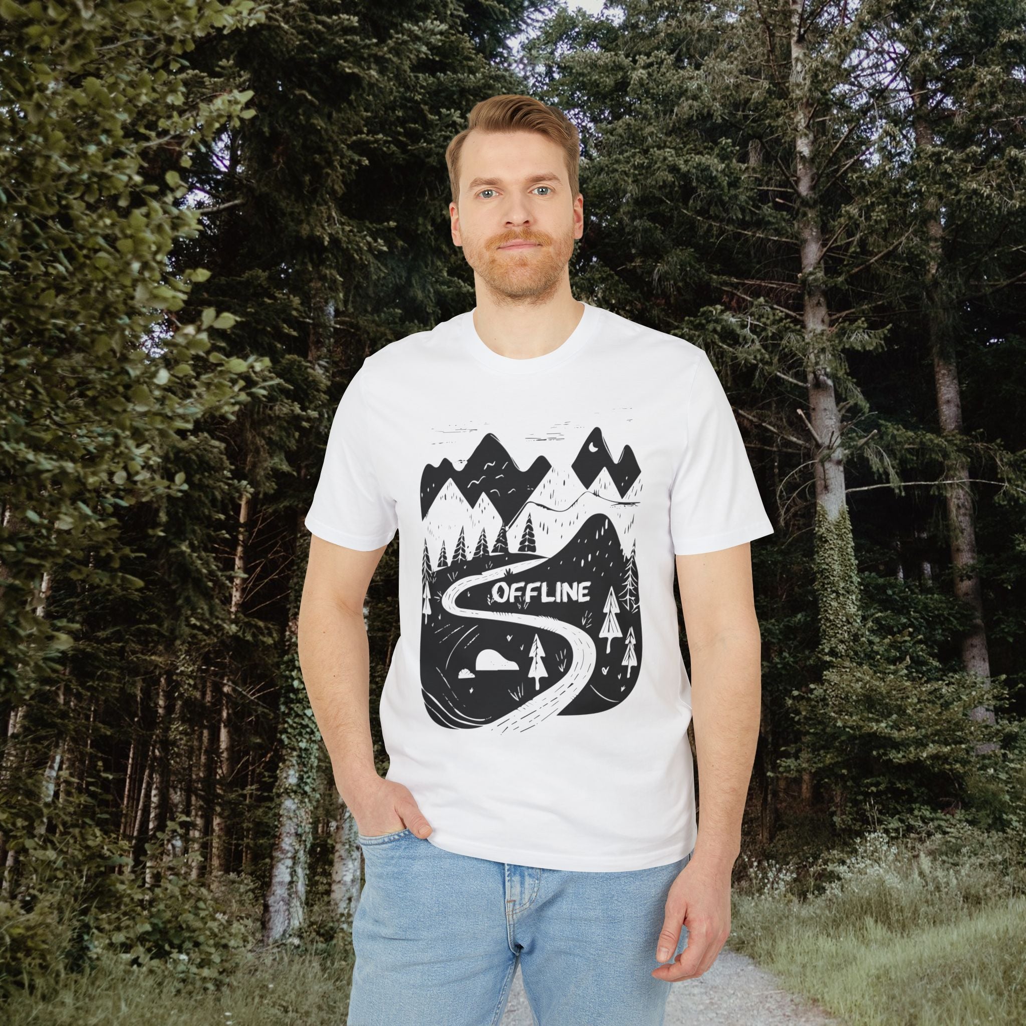 Offline Wilderness T-Shirt, Wald Design für Jäger und Outdoor-Enthusiasten Baumwoll-T-Shirt, Unisex-T-Shirt