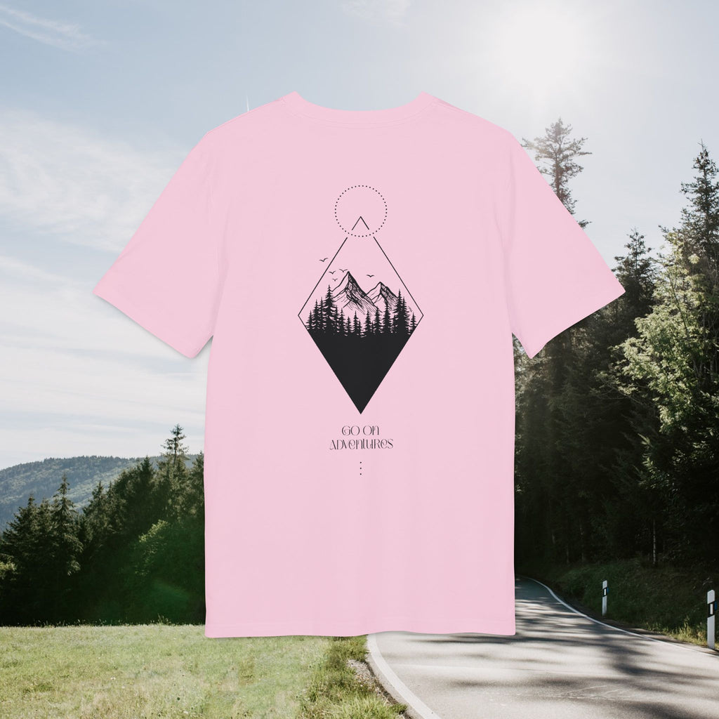 Minimalistisches Abenteuer T-Shirt, Go On Adventures, Berg und Wald Design, Wanderer Geschenk, Baumwolle