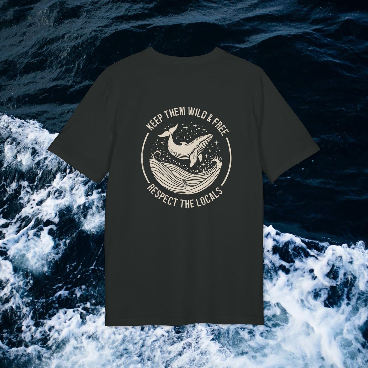 Blauwal-T-Shirt aus Bio-Baumwolle, Meerestier-T-Shirt, Naturschutz-Statement-Shirt, Respekt vor Tieren, Unisex