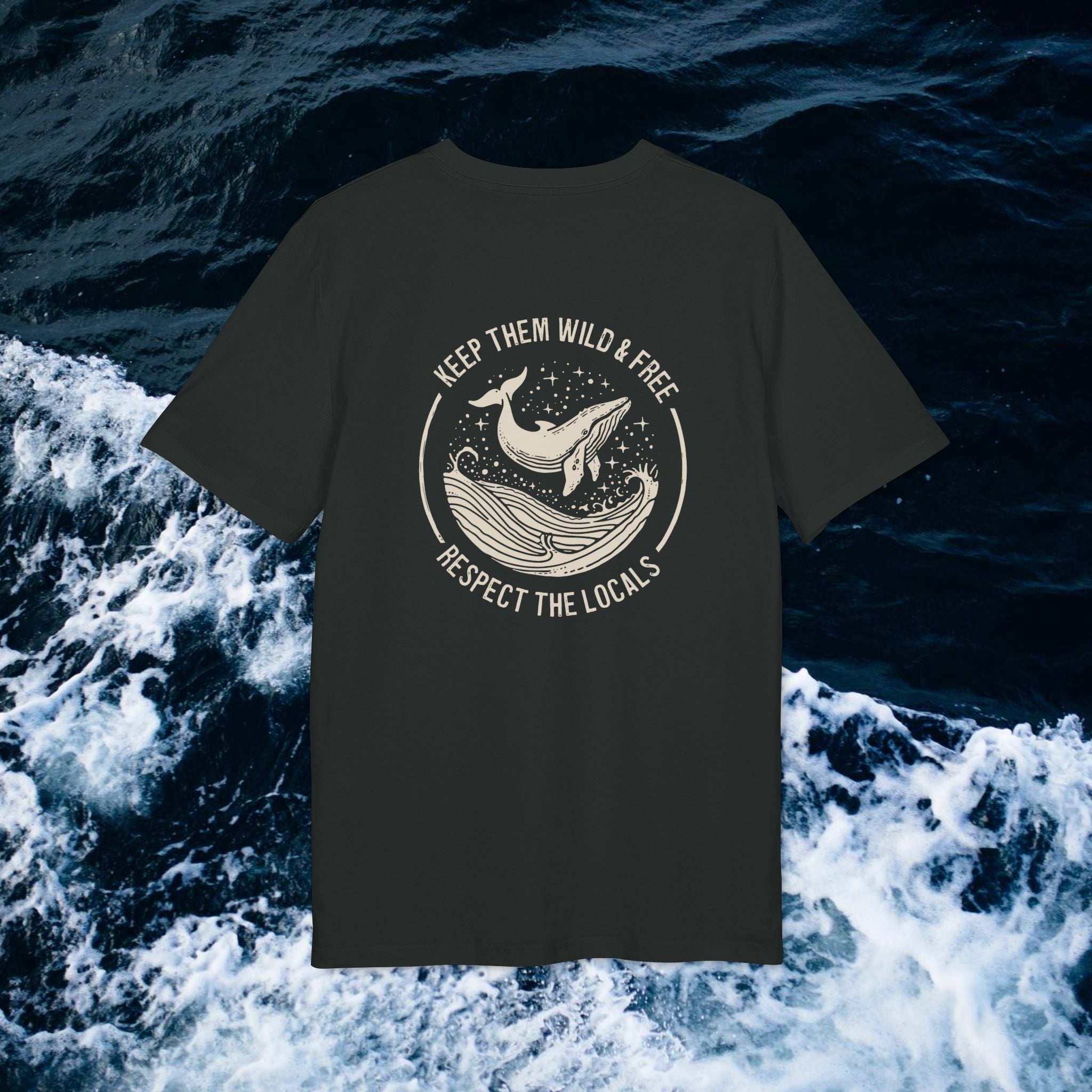 Blauwal-T-Shirt aus Bio-Baumwolle, Meerestier-T-Shirt, Naturschutz-Statement-Shirt, Respekt vor Tieren, Unisex