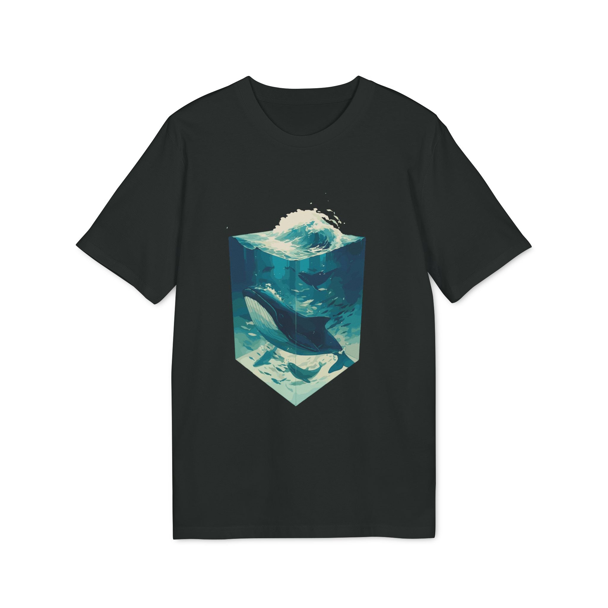 Blauwal, Illustration, Vintage-inspiriertes Baumwoll-T-Shirt, Unisex-T-Shirt
