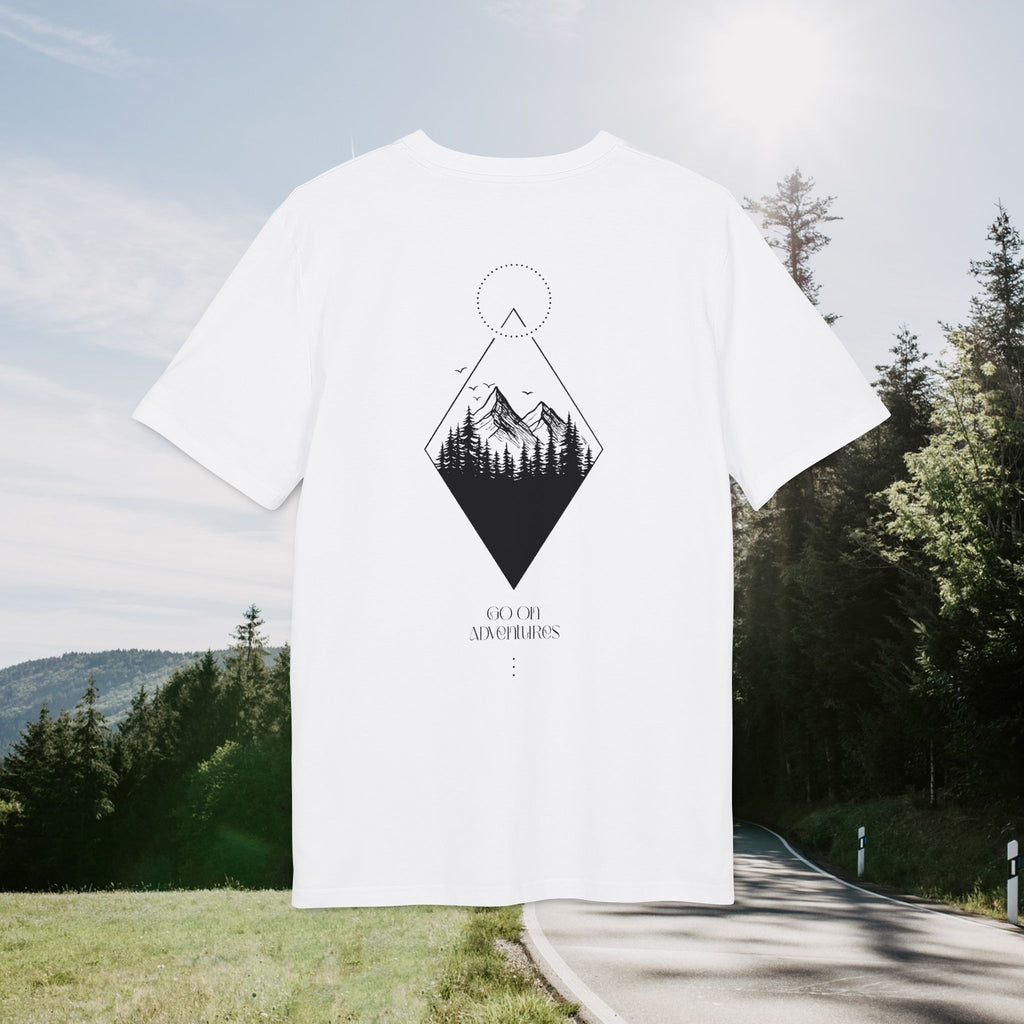 Minimalistisches Abenteuer T-Shirt, Go On Adventures, Berg und Wald Design, Wanderer Geschenk, Baumwolle