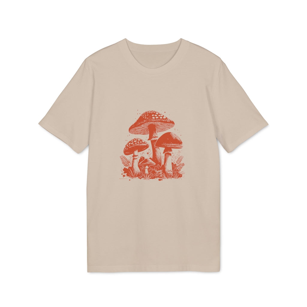 Pilze im Wald Illustration Shirt, Vintage-inspiriertes Baumwoll-T-Shirt, Unisex